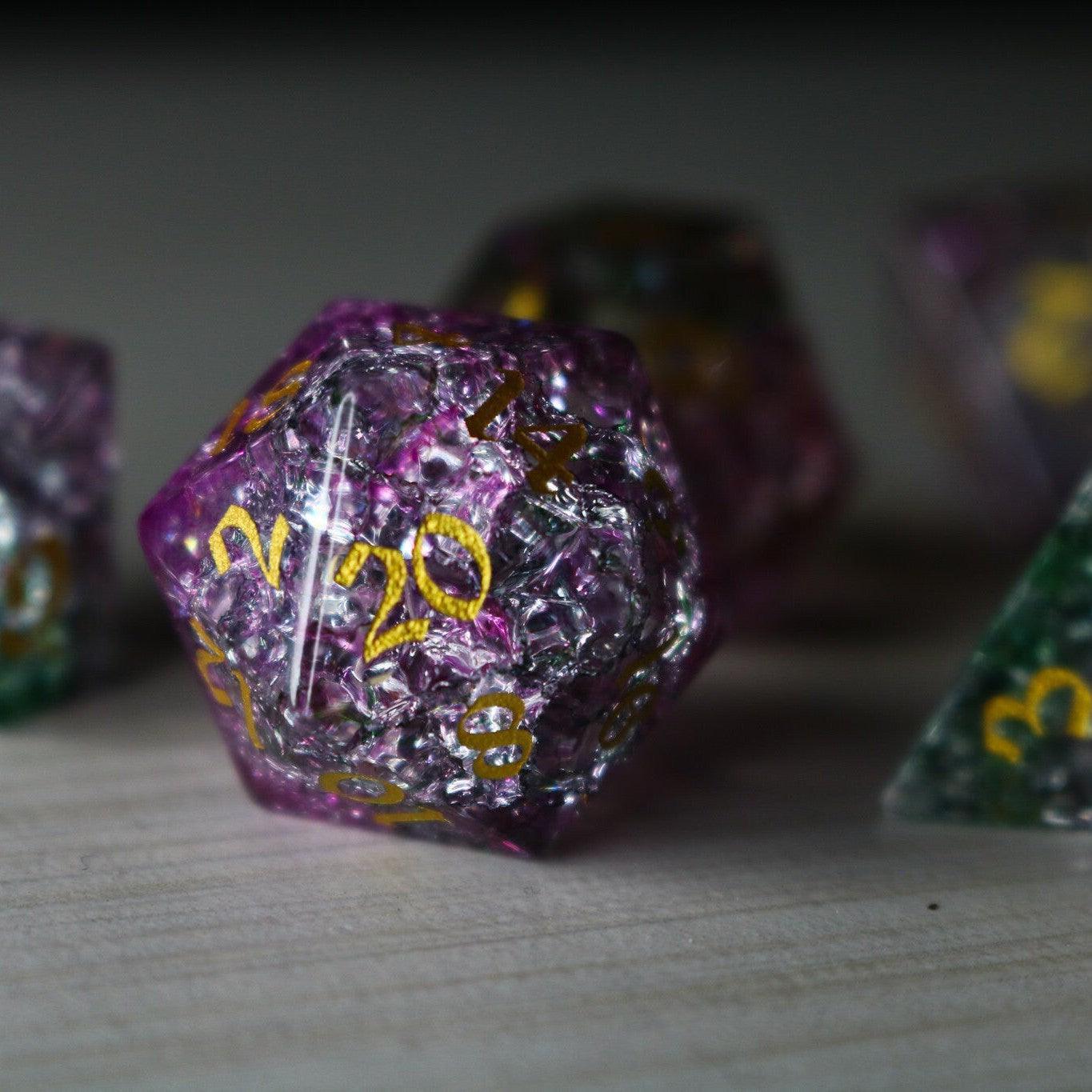 Dark Nox Forge Fire Glass DND Dice Set Runic Dice