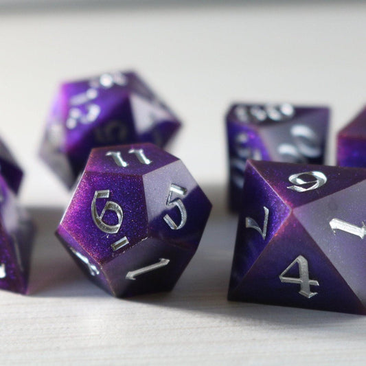 Deep Space Handmade Sharp Edge Resin DND Dice Set Runic Dice