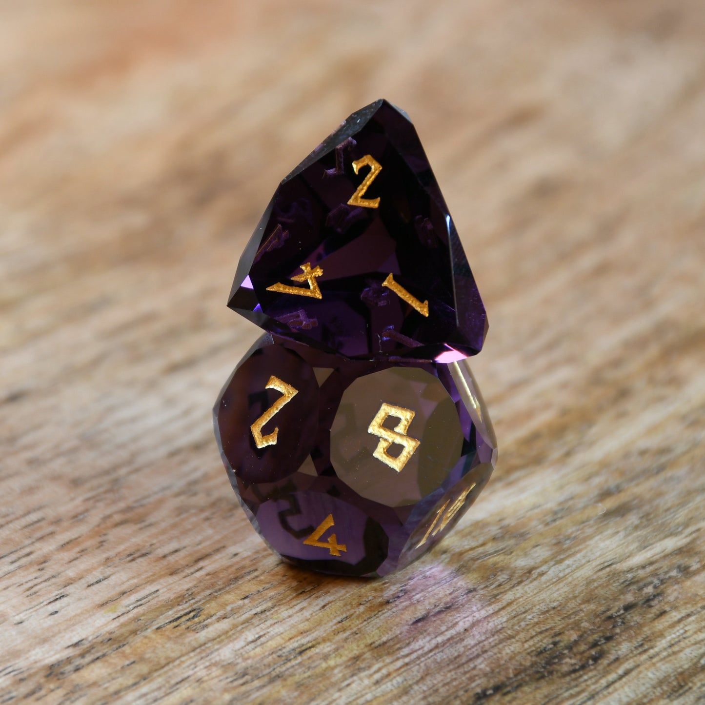 Deep Plum Multifaceted Glass Dice Set Misty Mountain Gaming