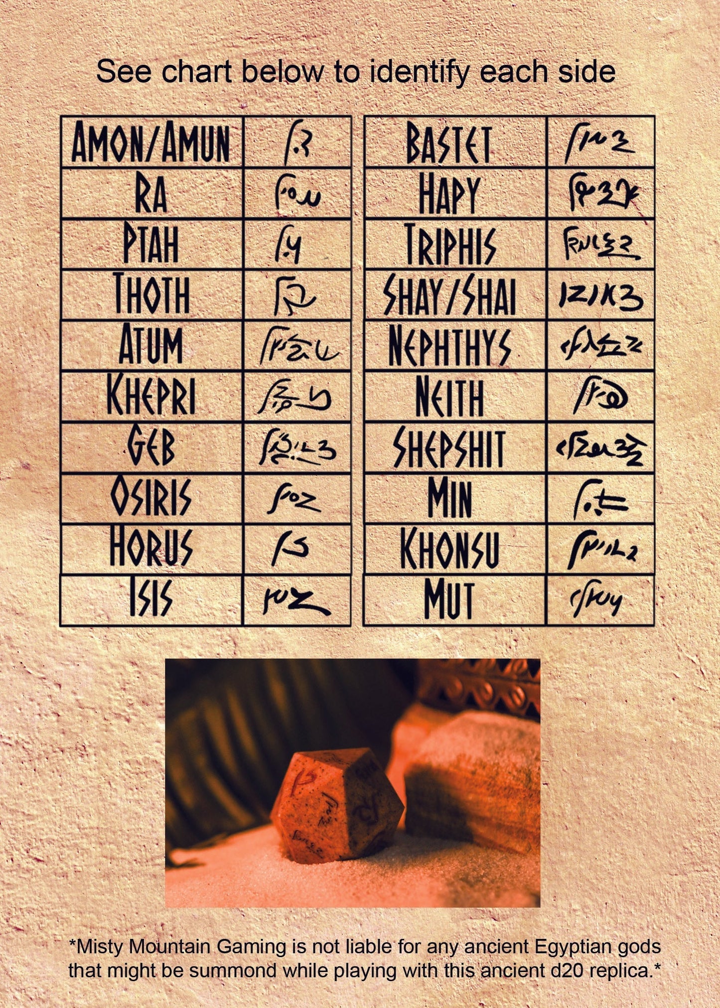 Demotic Limestone 30mm d20 - Dice Around the World Collection Misty Mountain Gaming