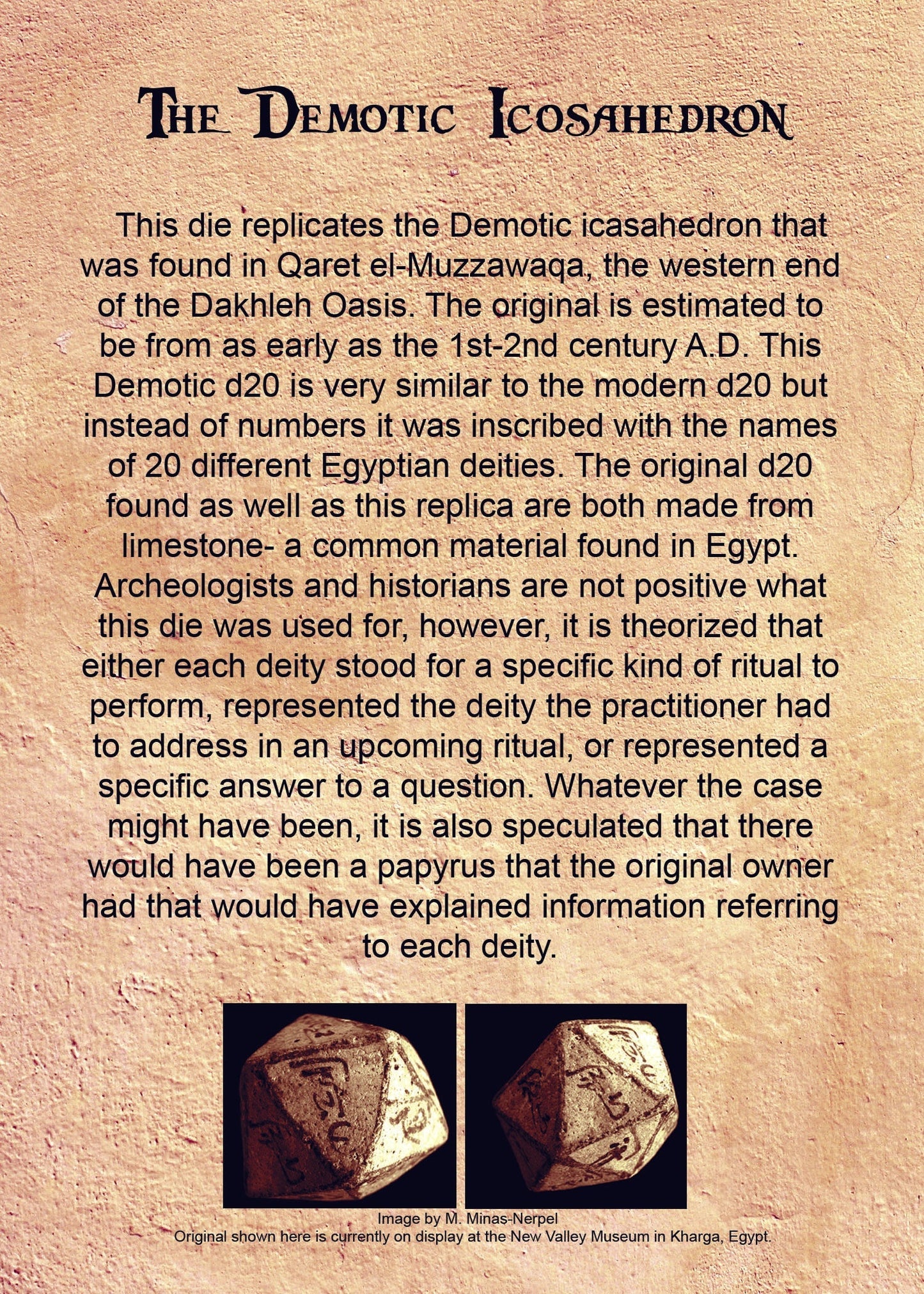 Demotic Limestone 30mm d20 - Dice Around the World Collection Misty Mountain Gaming