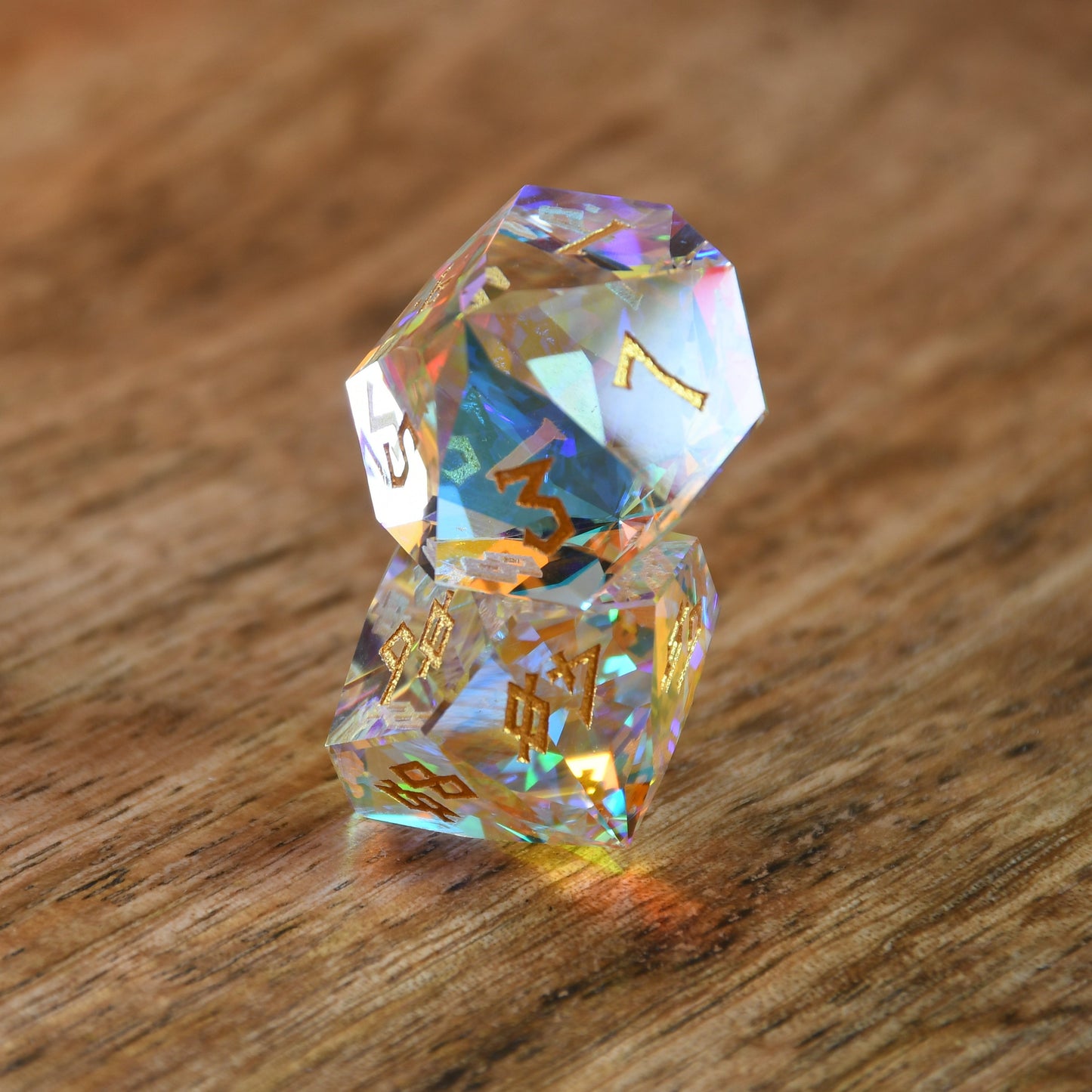 Diamond Prism Multifaceted Glass Dice Set Misty Mountain Gaming