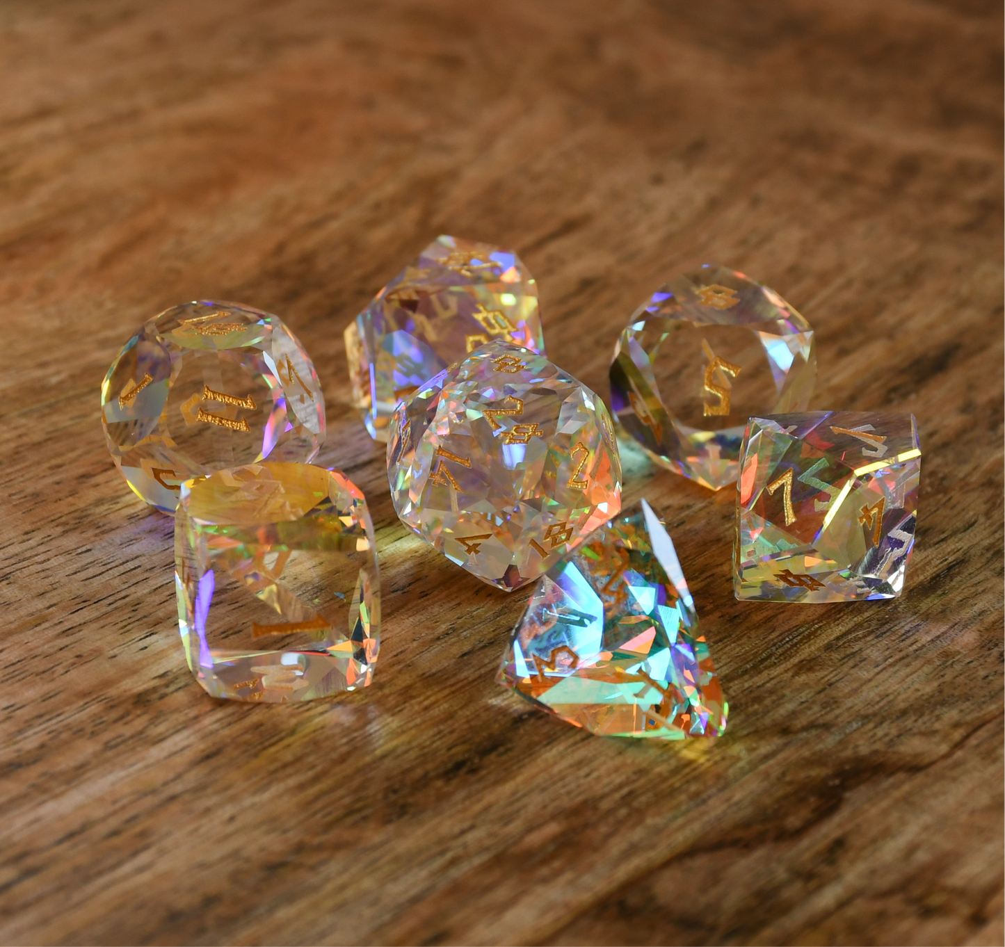 Diamond Prism Multifaceted Glass Dice Set Misty Mountain Gaming