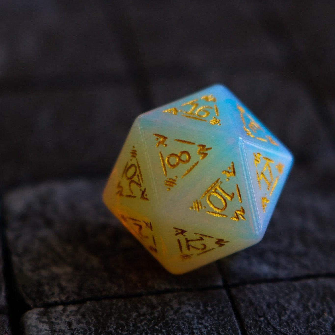 Dragon Shield Opalite Gemstone DND Dice Set Runic Dice