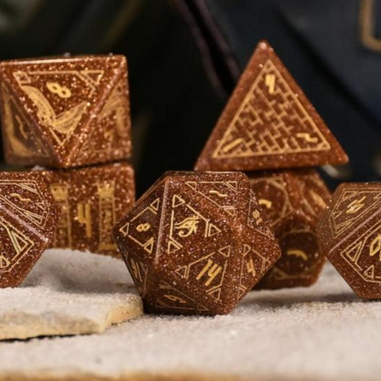 Egyptian Gold Sandstone Stone Dice Set - Dice Around the World Collection Misty Mountain Gaming