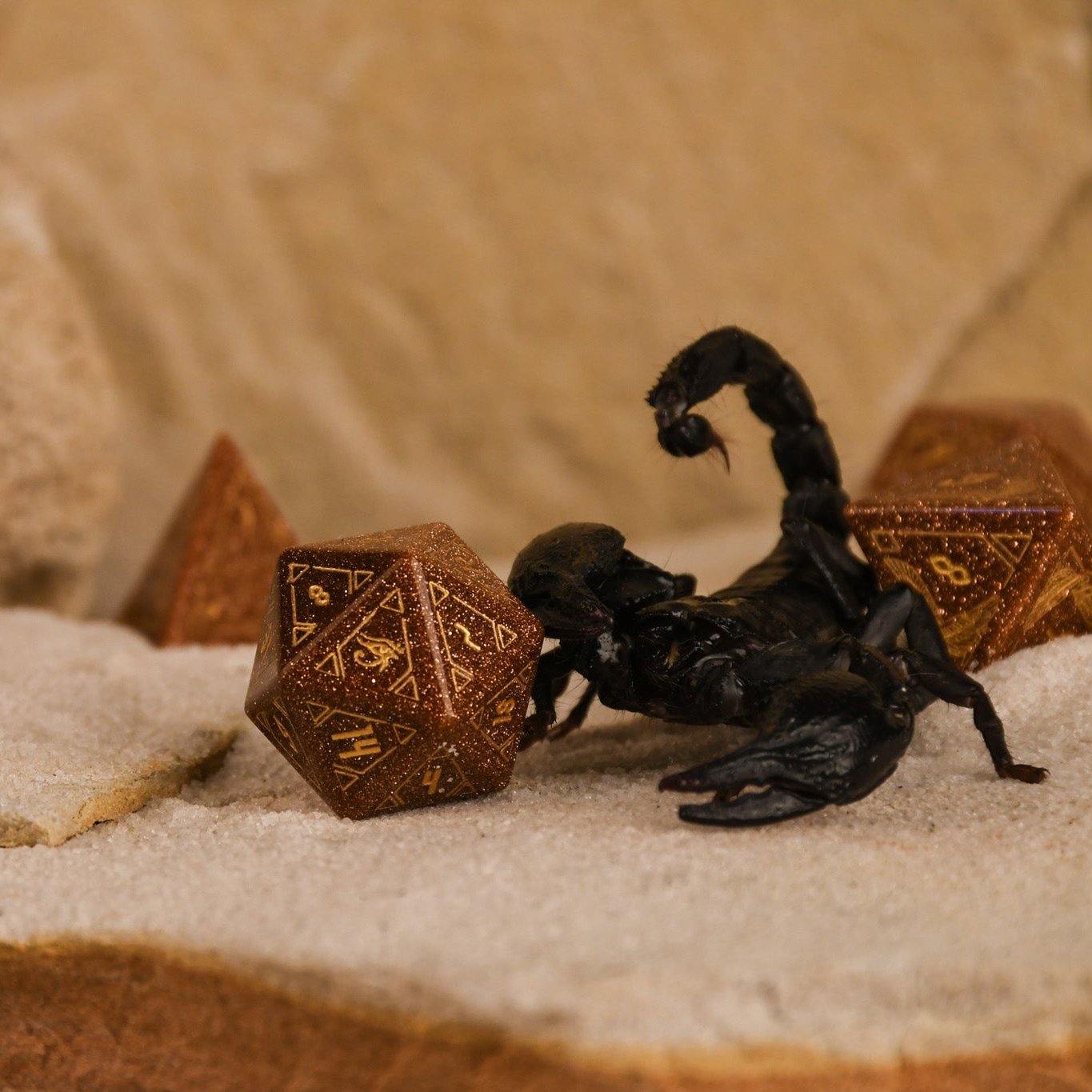 Egyptian Gold Sandstone Stone Dice Set - Dice Around the World Collection Misty Mountain Gaming