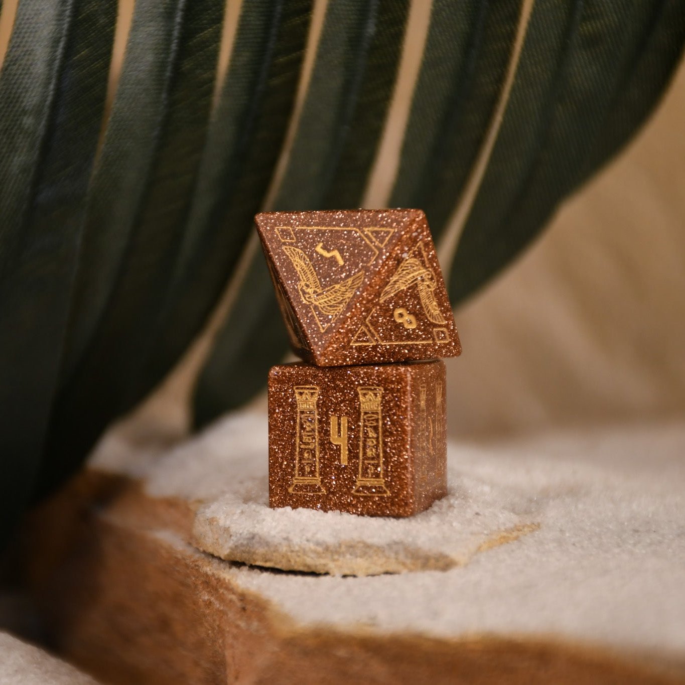 Egyptian Gold Sandstone Stone Dice Set - Dice Around the World Collection Misty Mountain Gaming