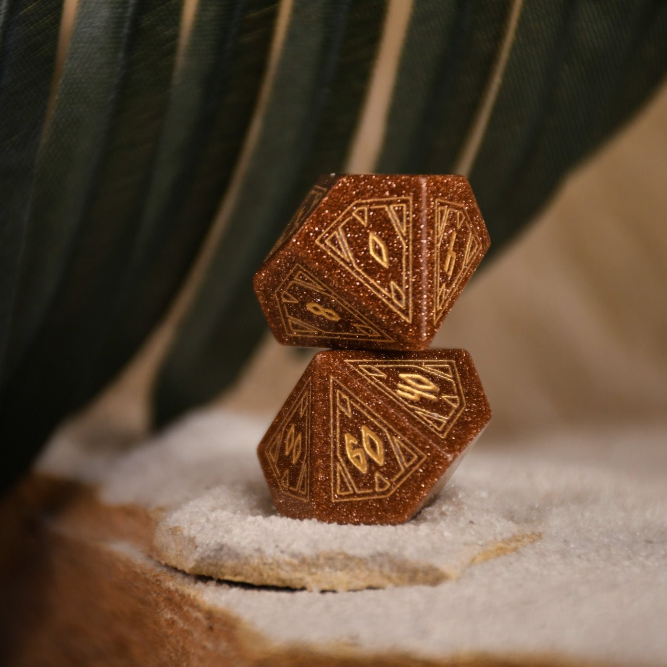 Egyptian Gold Sandstone Stone Dice Set - Dice Around the World Collection Misty Mountain Gaming