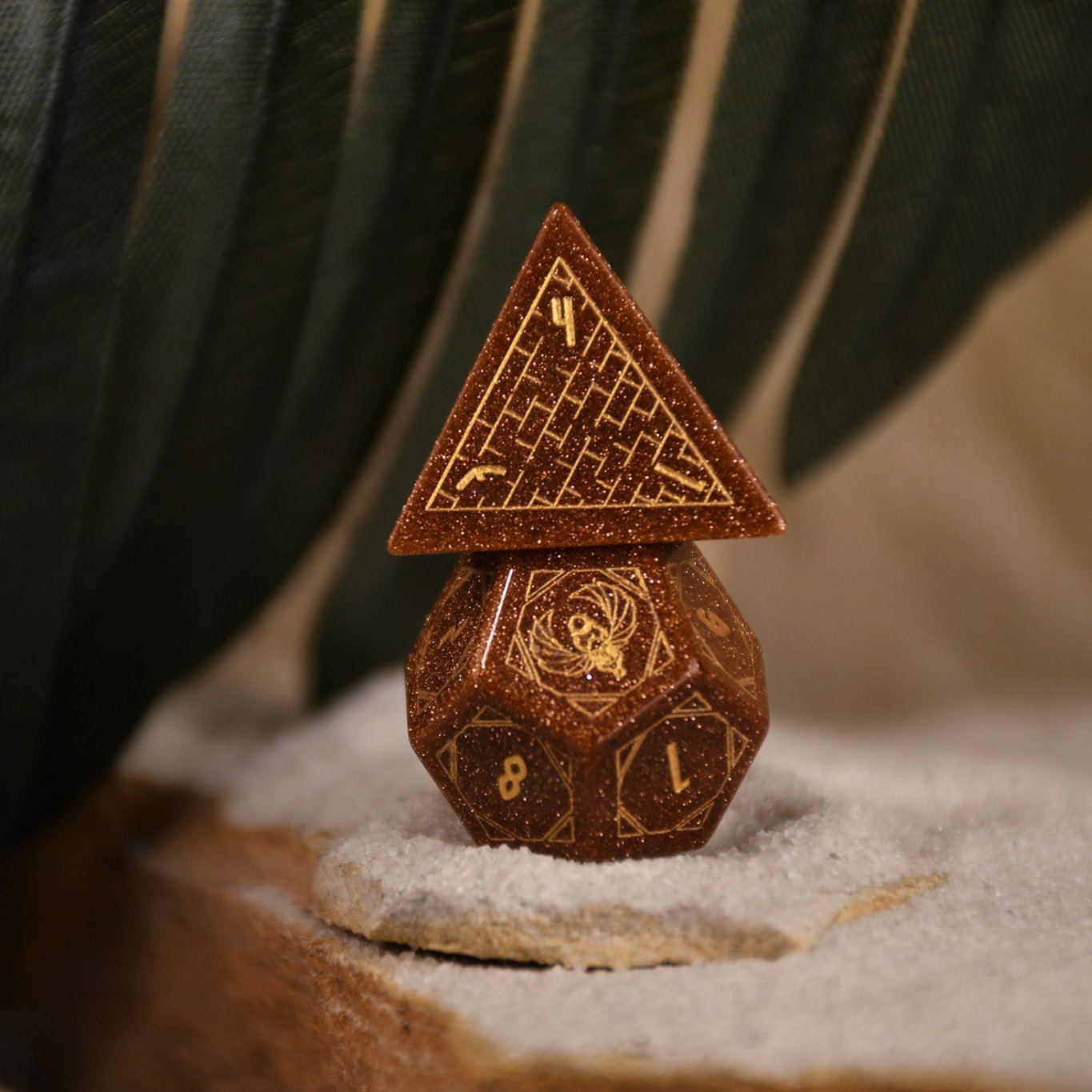 Egyptian Gold Sandstone Stone Dice Set - Dice Around the World Collection Misty Mountain Gaming