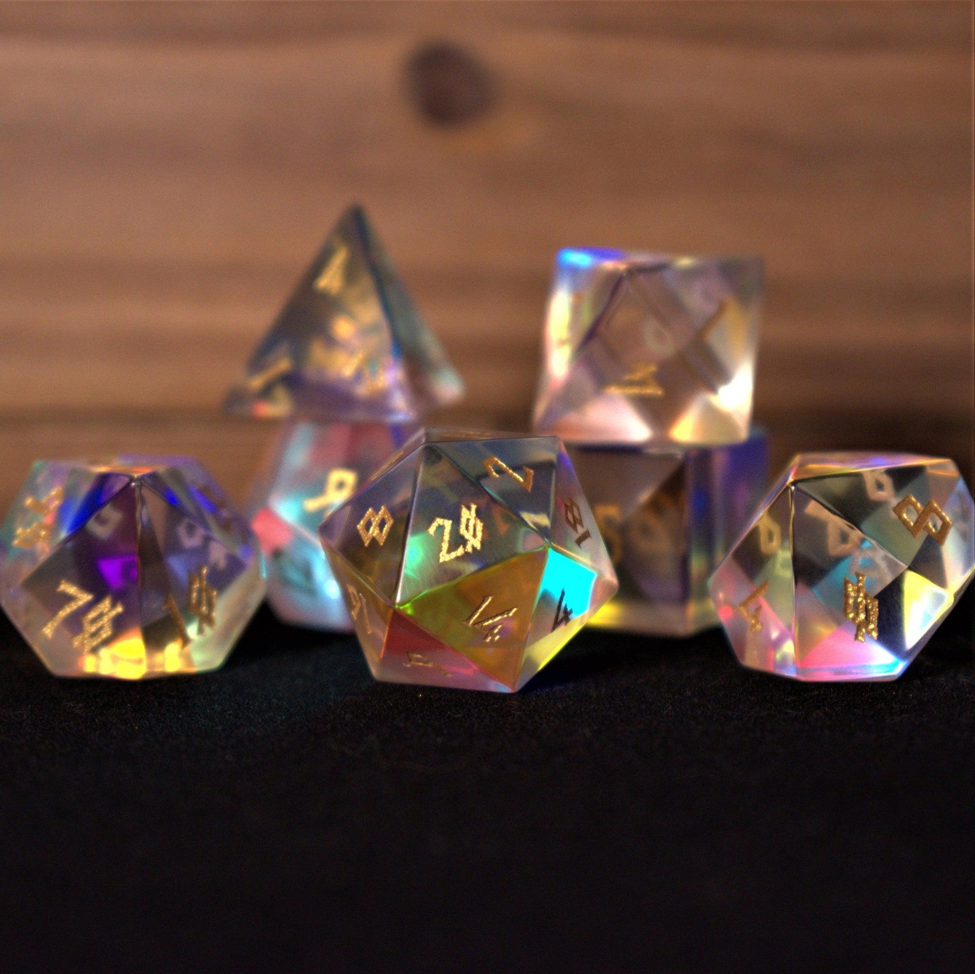 Elder Runes Prism Glass Dice Set Misty Mountain Gaming