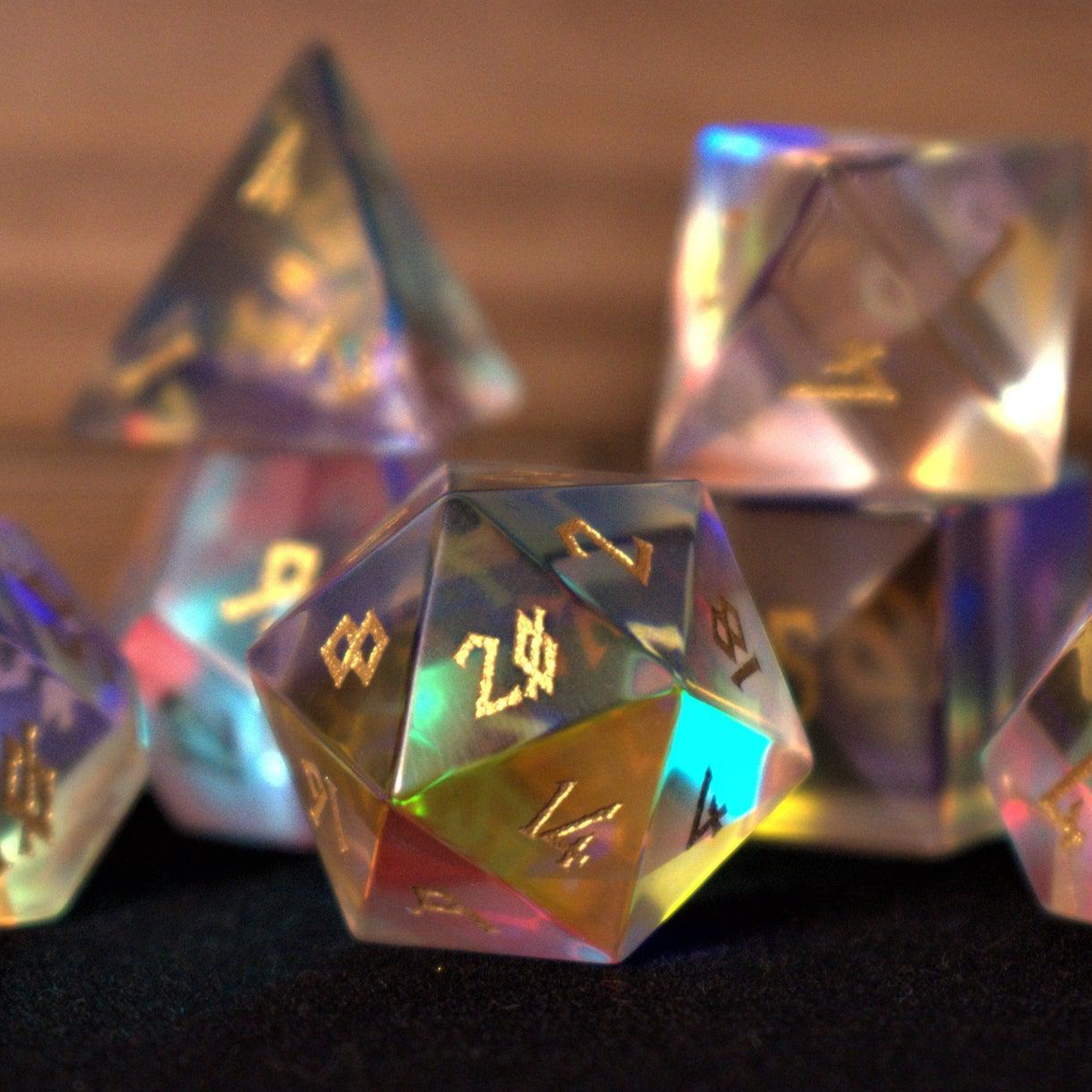Elder Runes Prism Glass Dice Set Misty Mountain Gaming