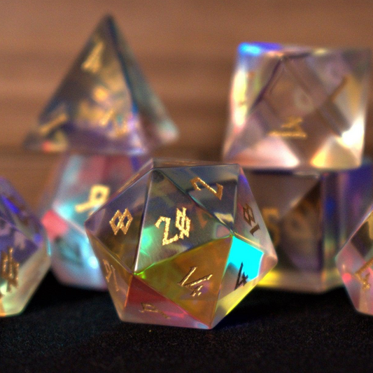 Elder Runes Prism Glass Dice Set Misty Mountain Gaming
