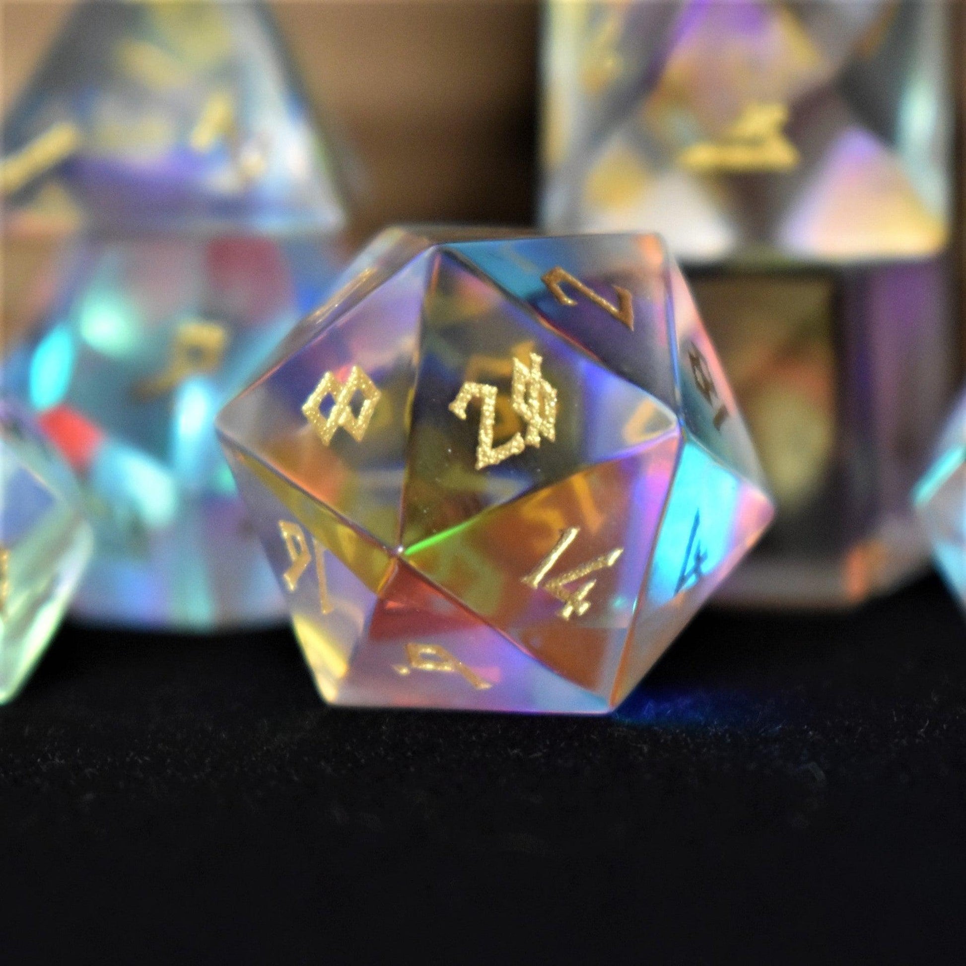 Elder Runes Prism Glass Dice Set Misty Mountain Gaming