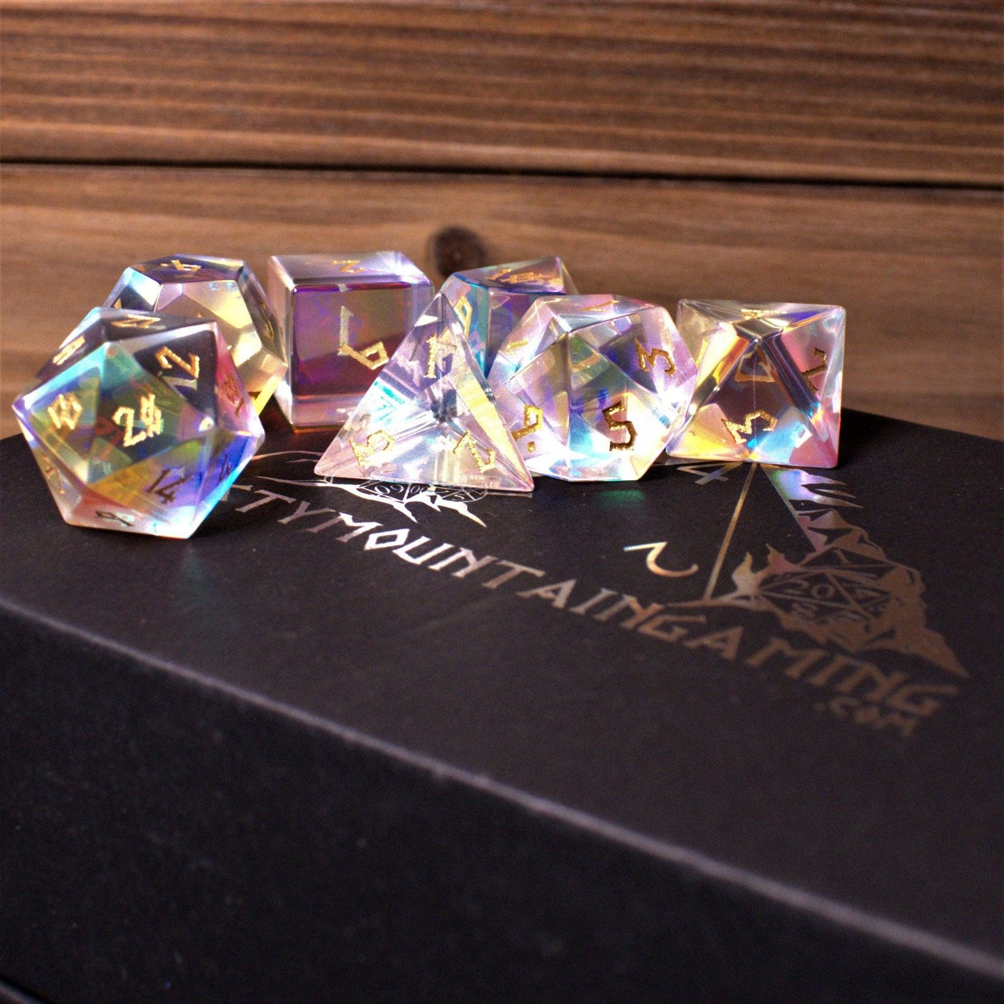 Elder Runes Prism Glass Dice Set Misty Mountain Gaming