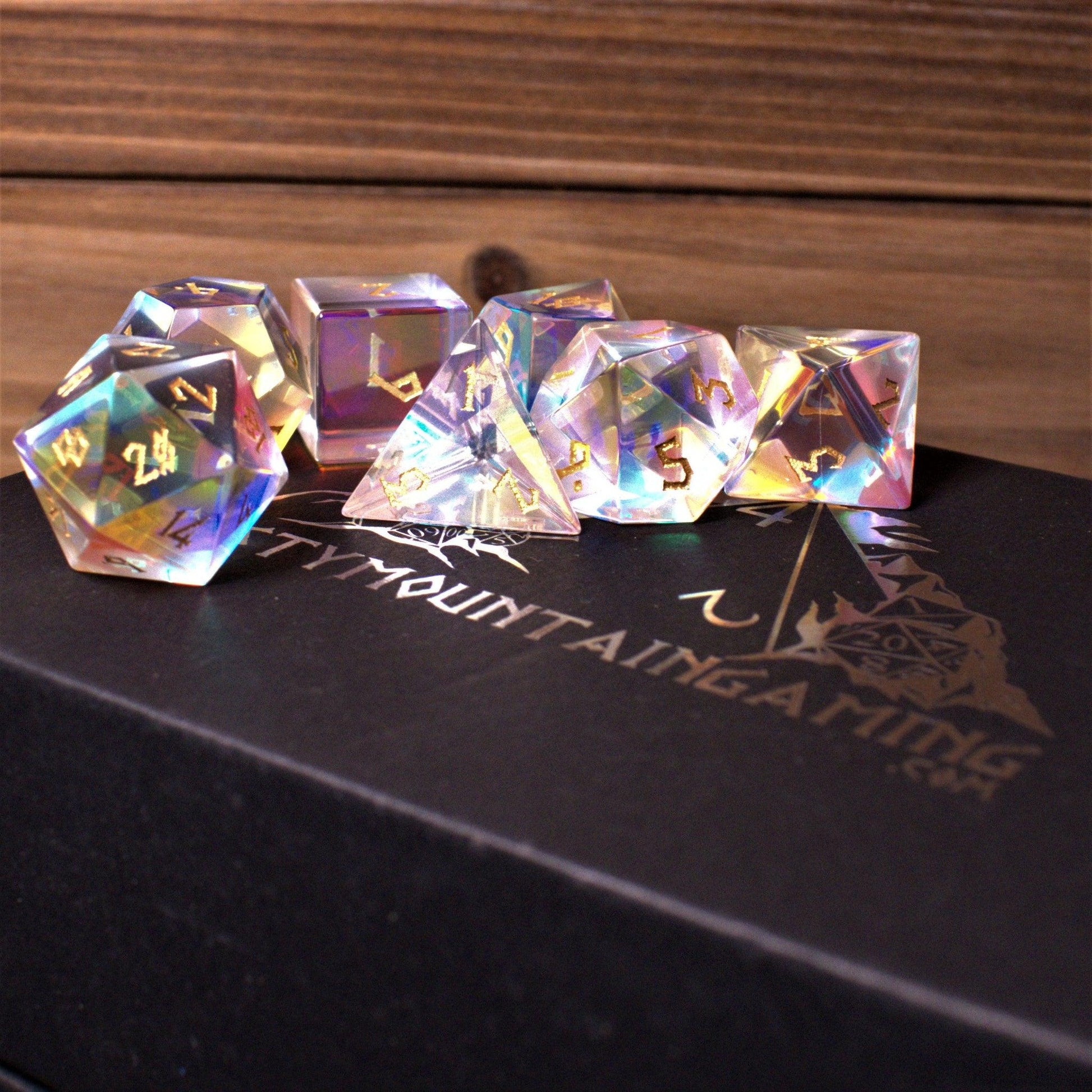Elder Runes Prism Glass Dice Set Misty Mountain Gaming