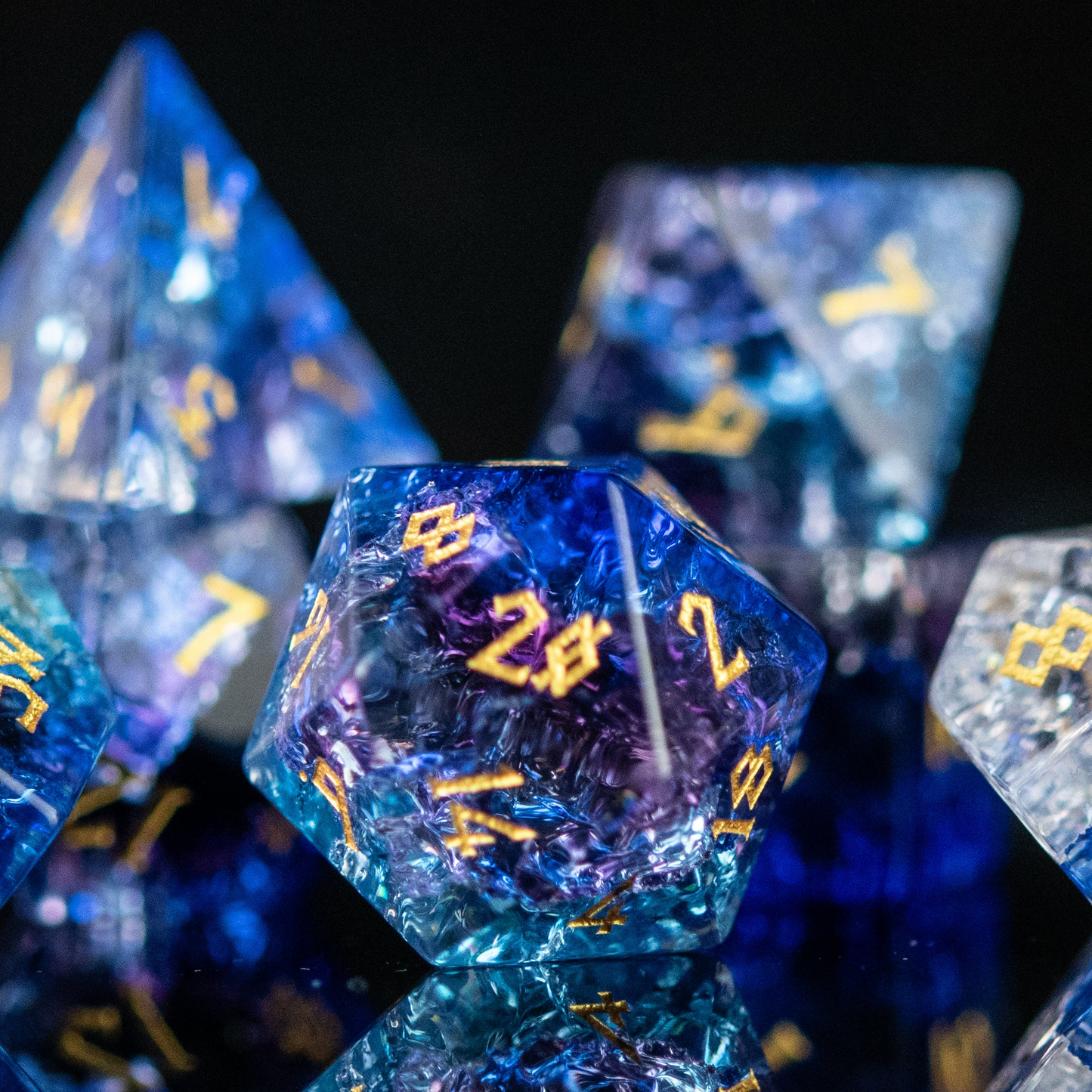 Enchanted Waters Shattered Glass Dice Set Misty Mountain Gaming