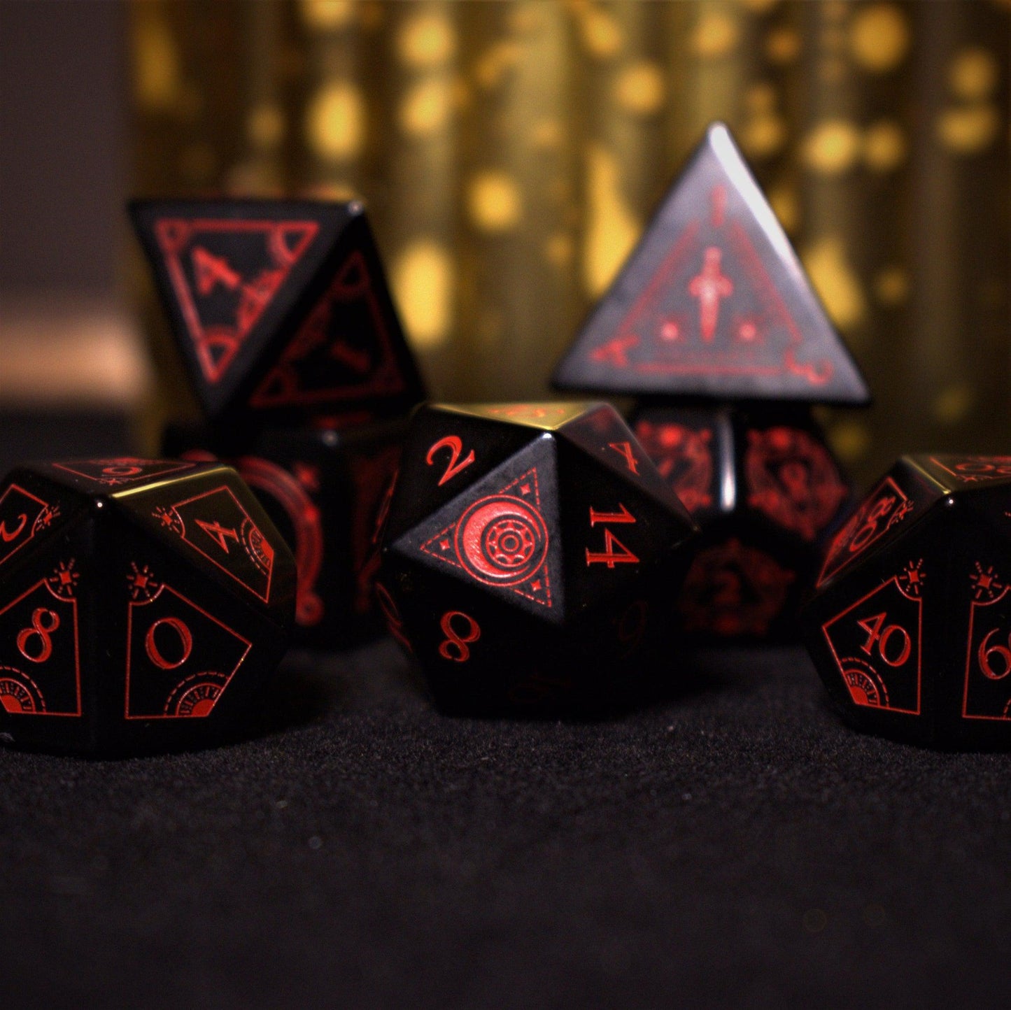 Fabled Mark Obsidian Stone Dice Set Misty Mountain Gaming