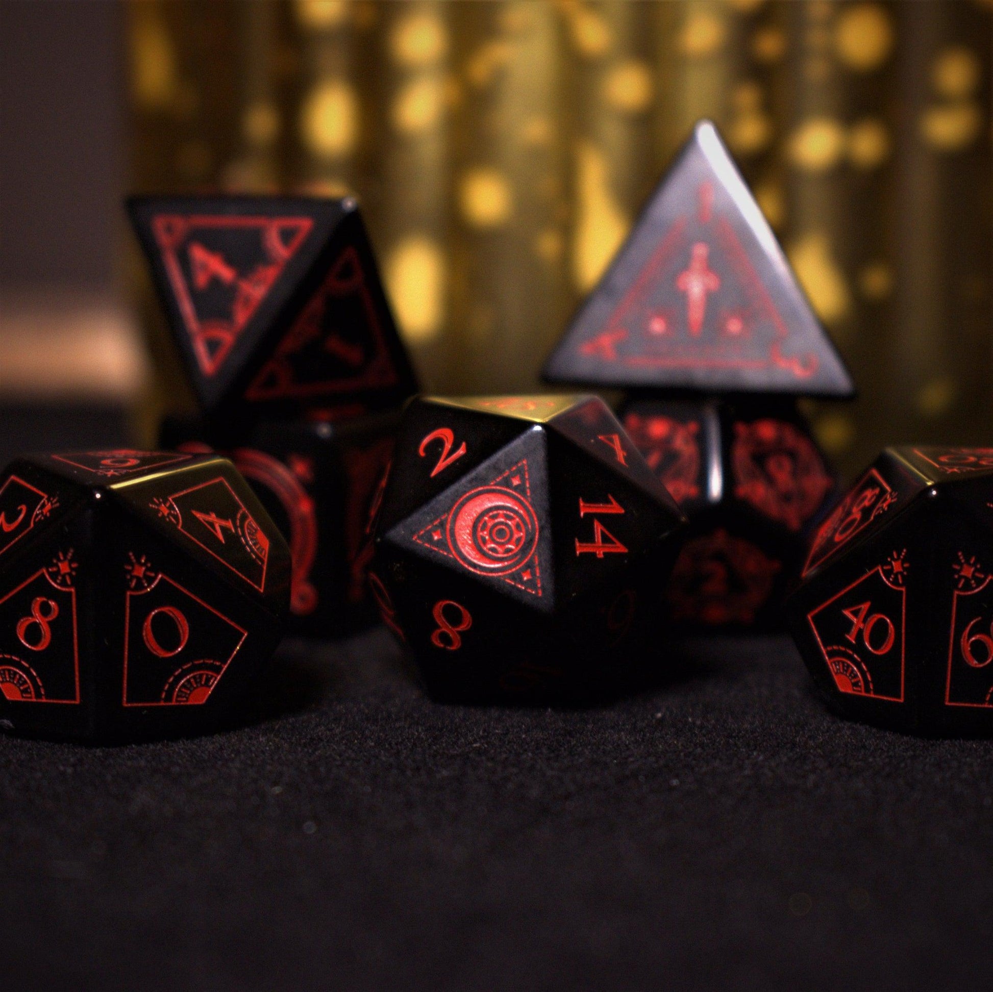 Fabled Mark Obsidian Stone Dice Set Misty Mountain Gaming