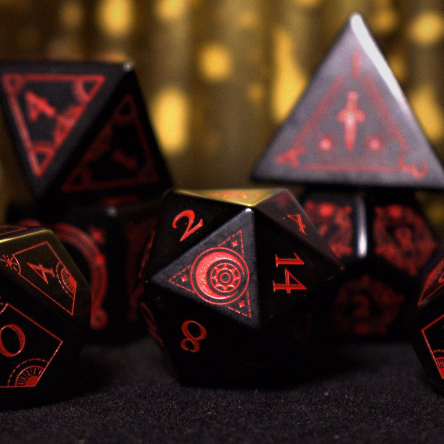 Fabled Mark Obsidian Stone Dice Set Misty Mountain Gaming