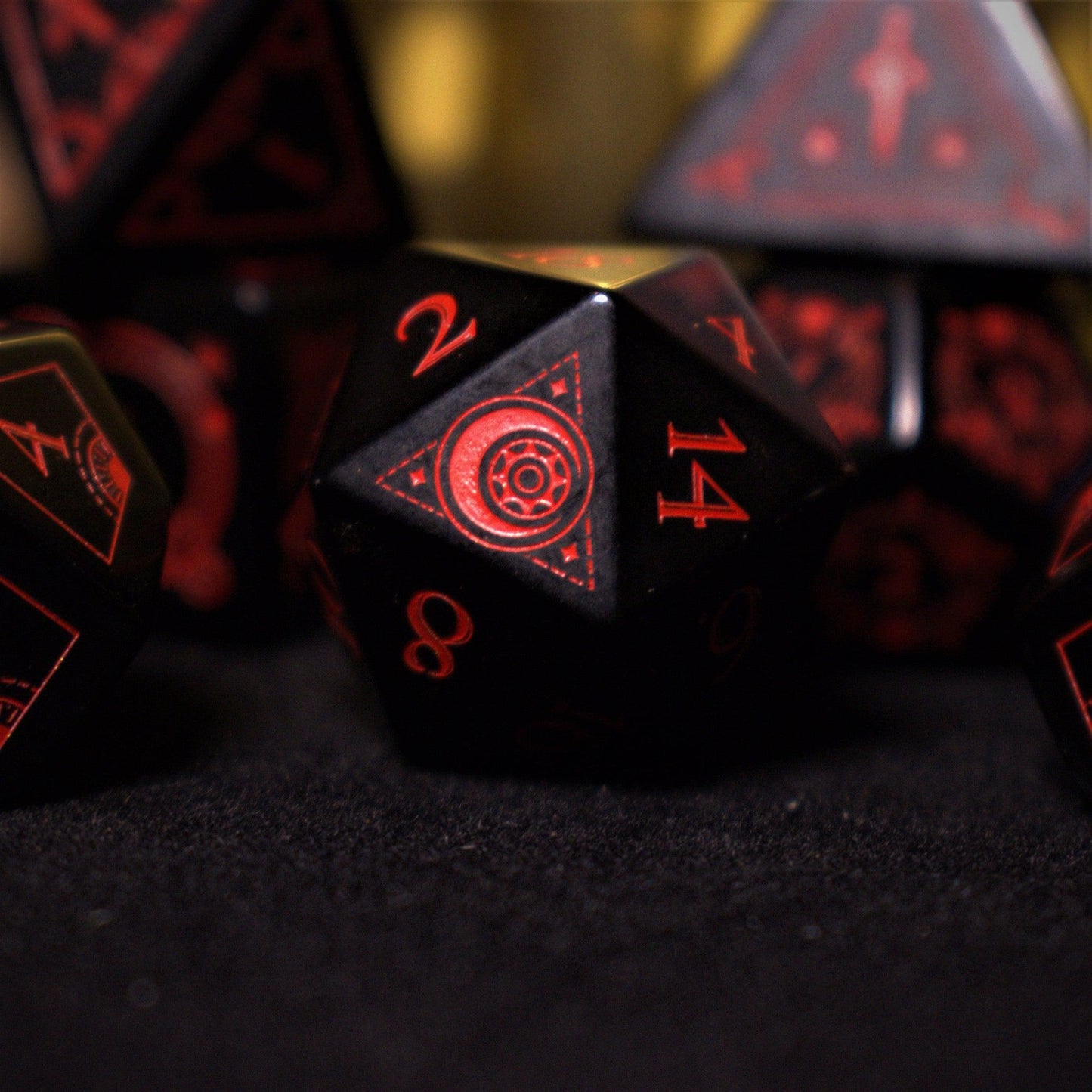 Fabled Mark Obsidian Stone Dice Set Misty Mountain Gaming