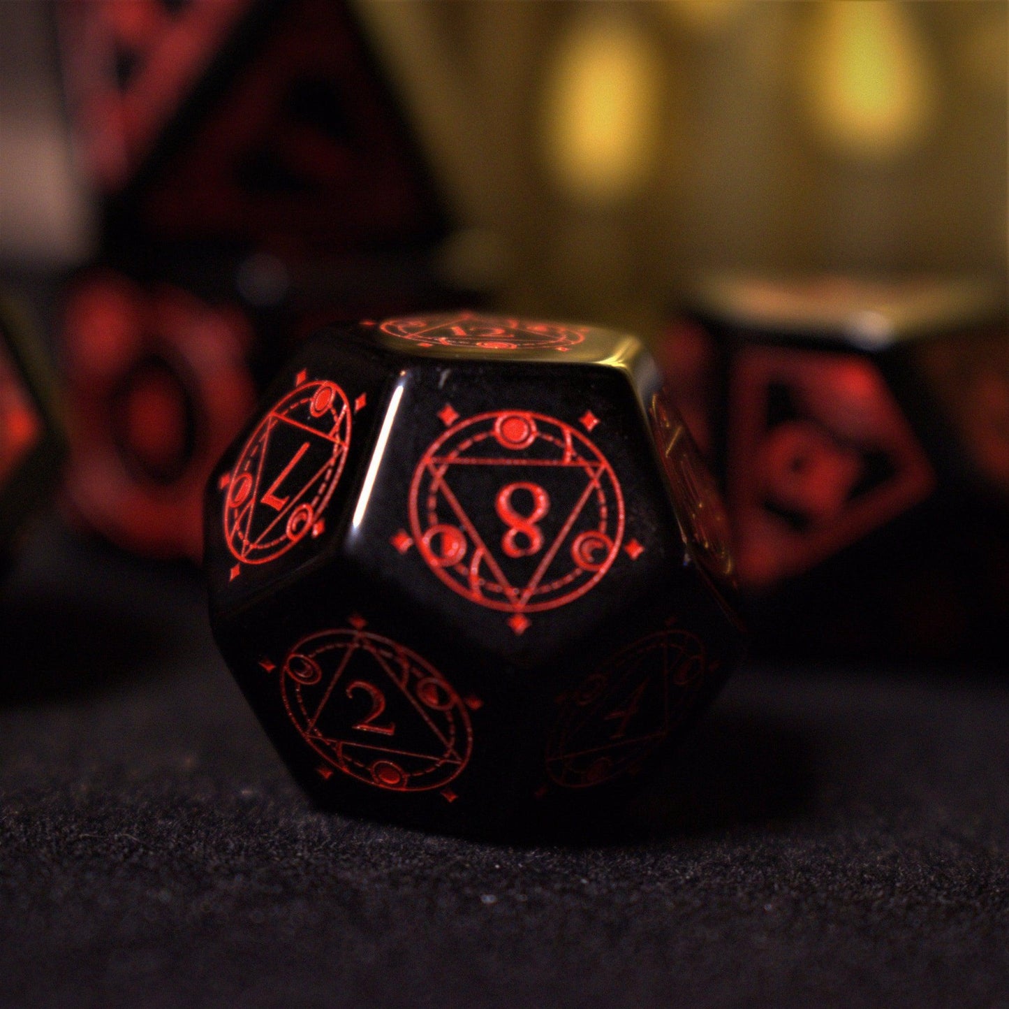 Fabled Mark Obsidian Stone Dice Set Misty Mountain Gaming