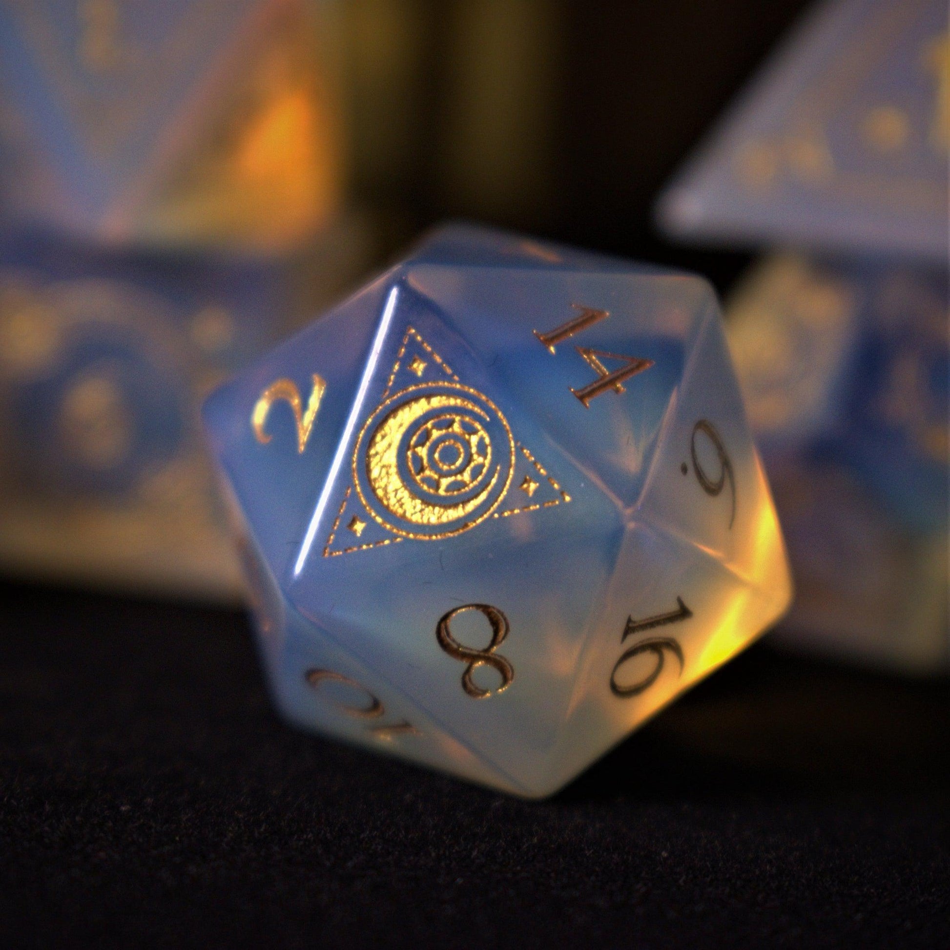 Fabled Mark Opalite Stone Dice Set Misty Mountain Gaming