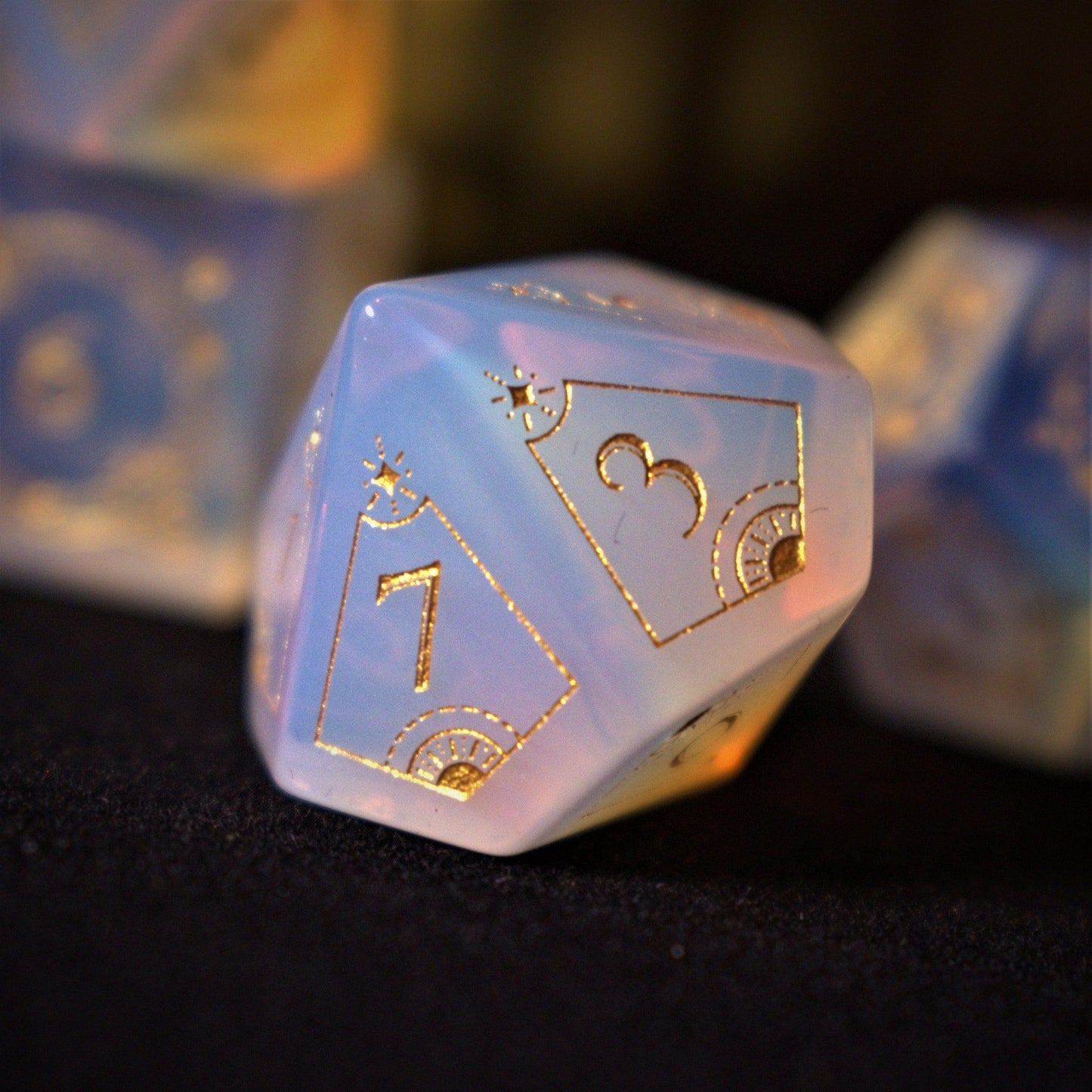 Fabled Mark Opalite Stone Dice Set Misty Mountain Gaming