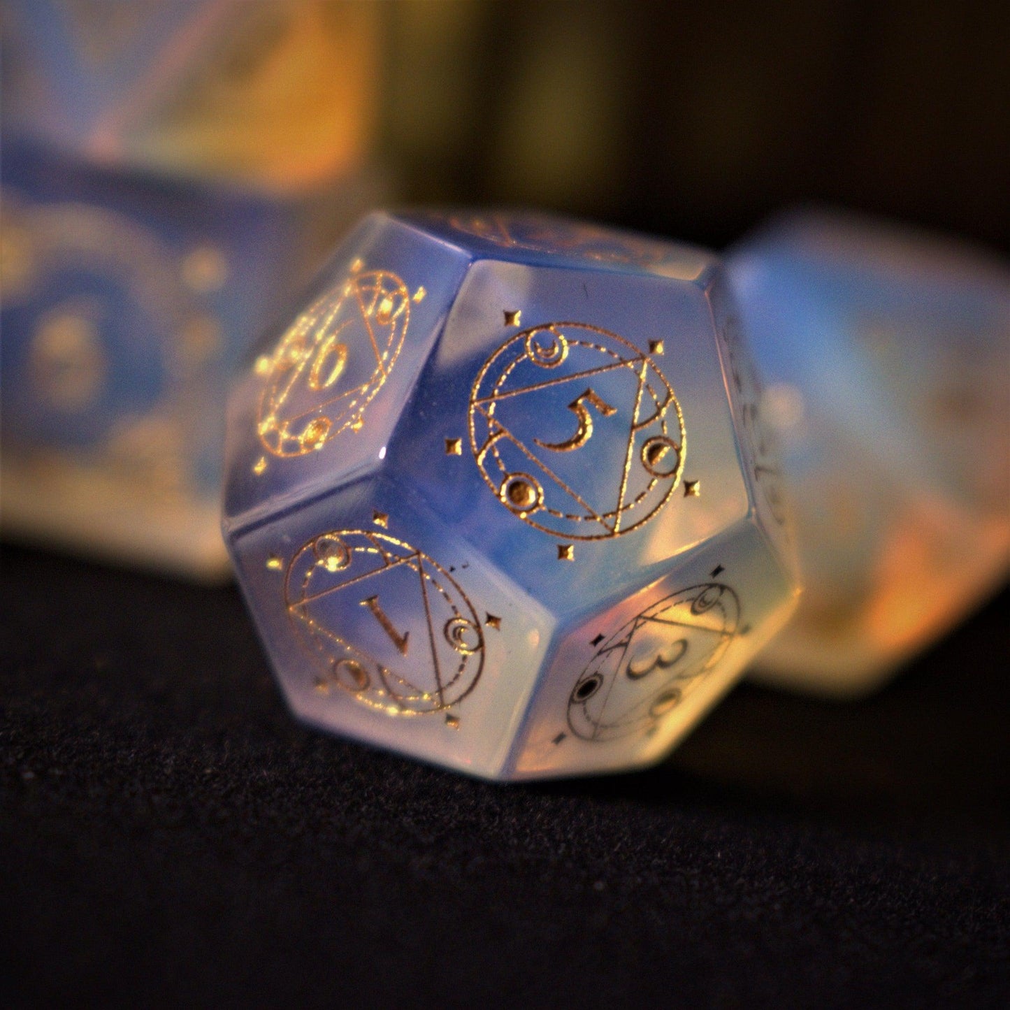 Fabled Mark Opalite Stone Dice Set Misty Mountain Gaming