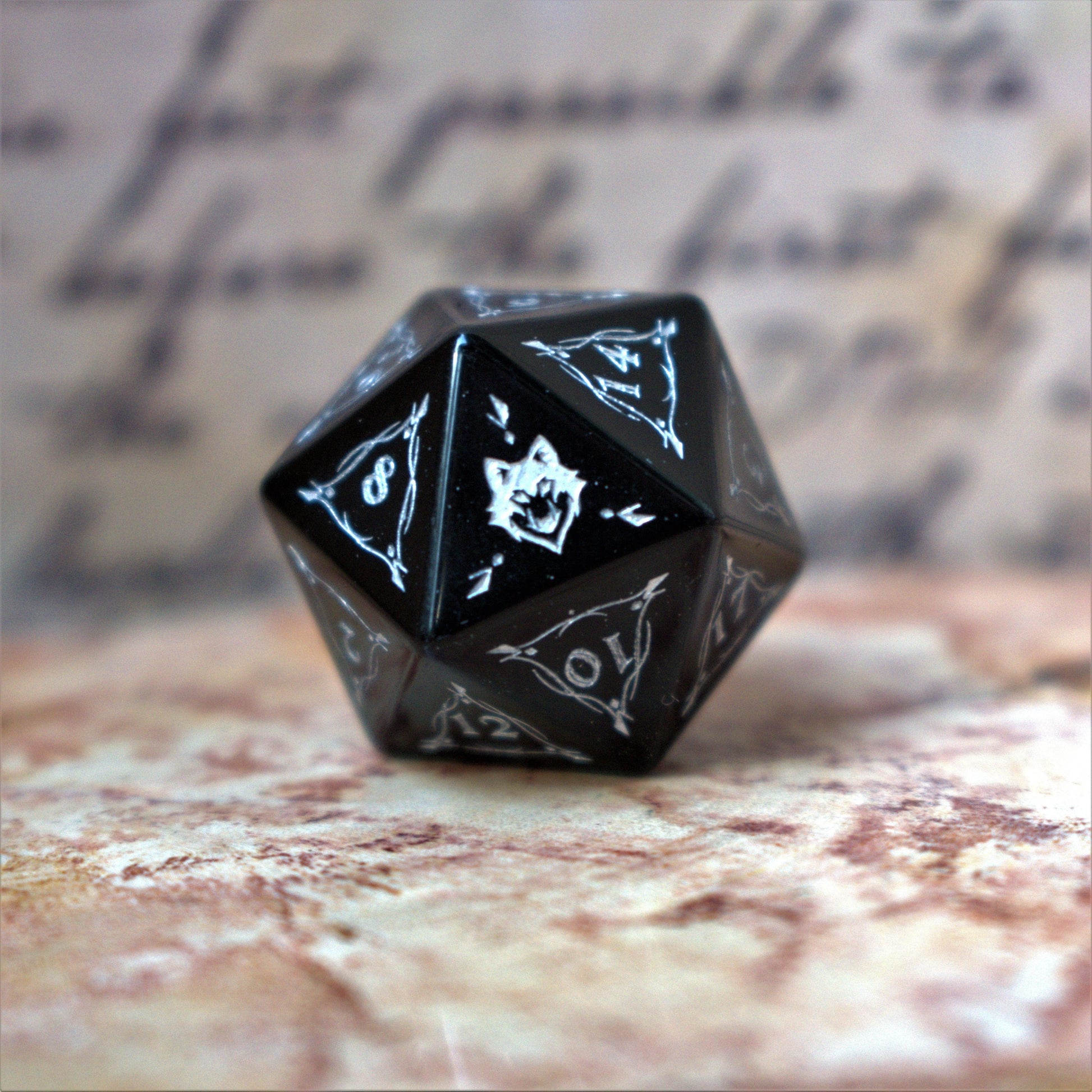 Fangs of Winter Obsidian Stone Dice Set Misty Mountain Gaming