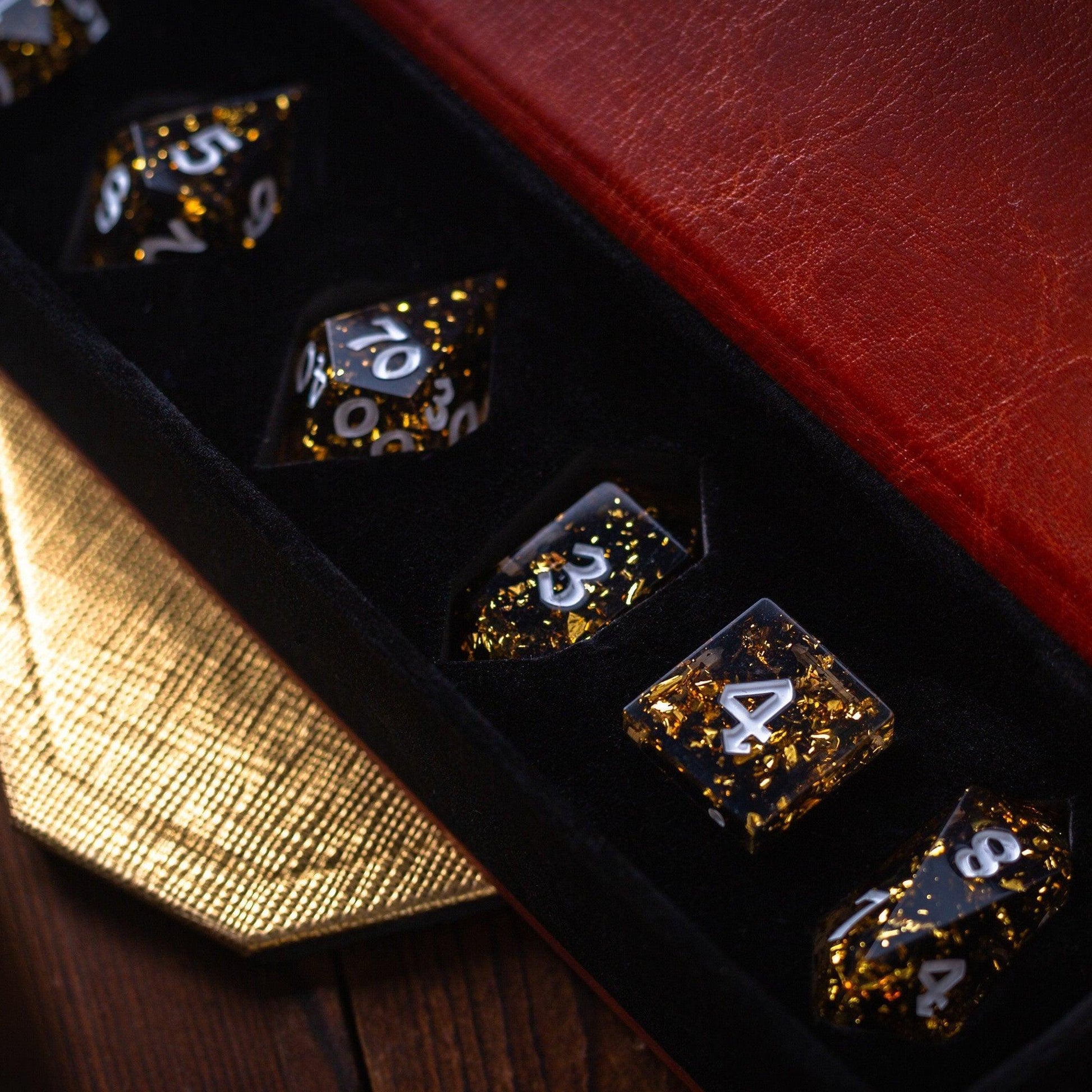Gold Handmade Resin DND Dice Set Runic Dice