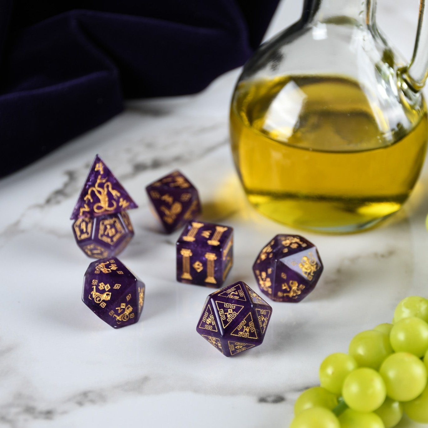 Greek Amethyst Stone Dice Set - Dice Around the World Collection Misty Mountain Gaming