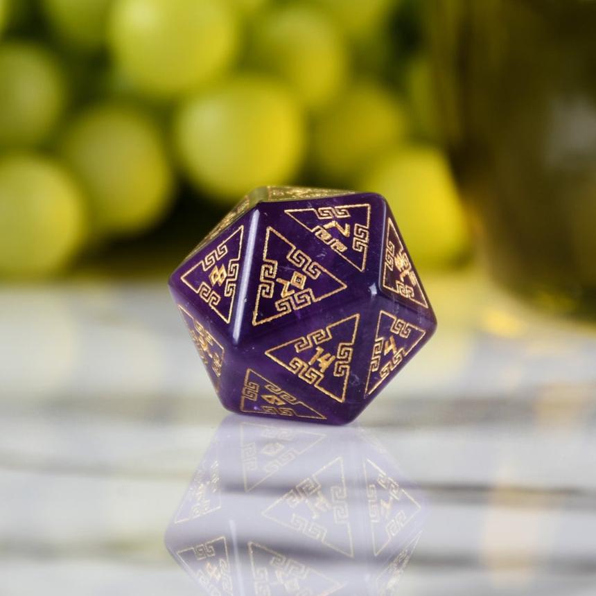 Greek Amethyst Stone Dice Set - Dice Around the World Collection Misty Mountain Gaming