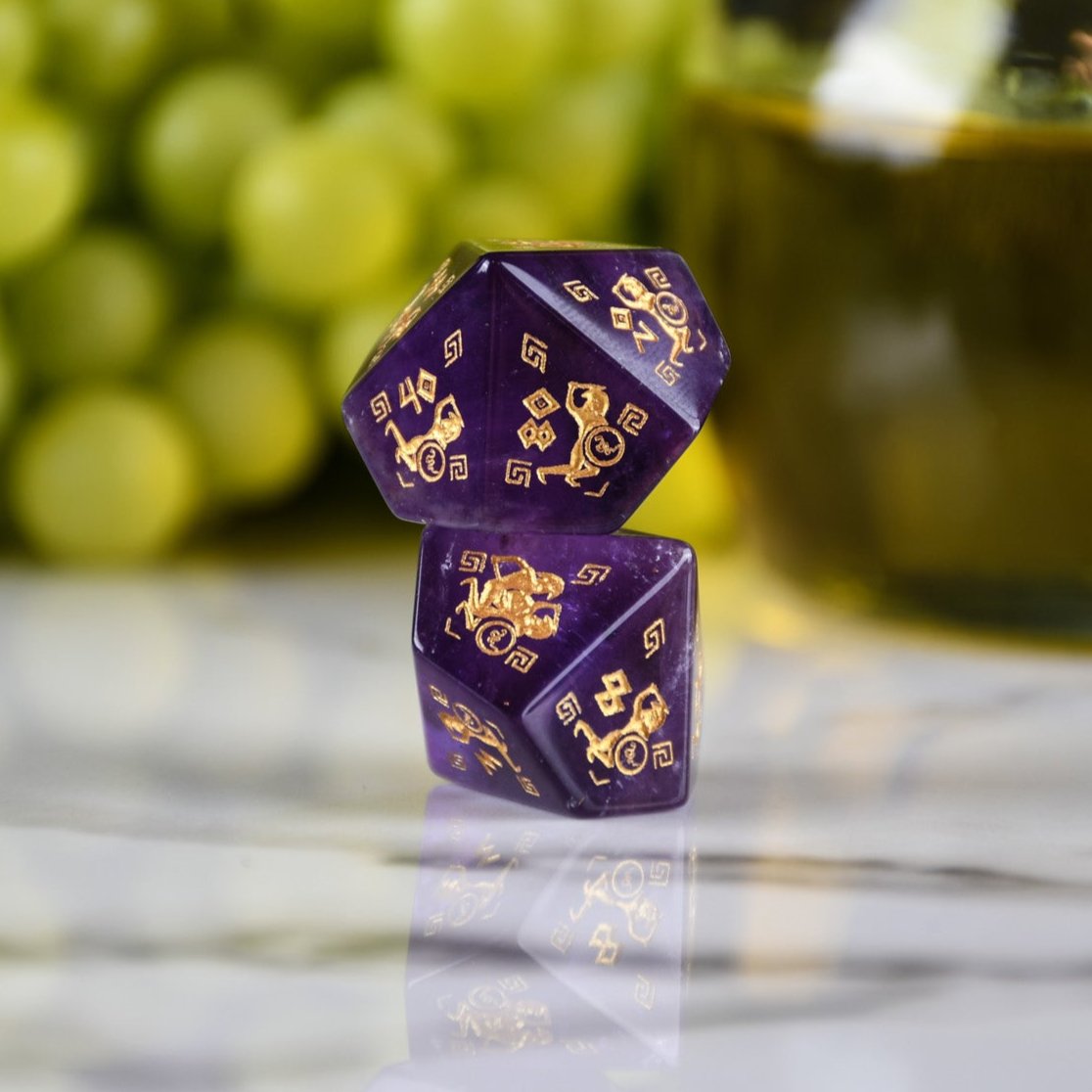 Greek Amethyst Stone Dice Set - Dice Around the World Collection Misty Mountain Gaming