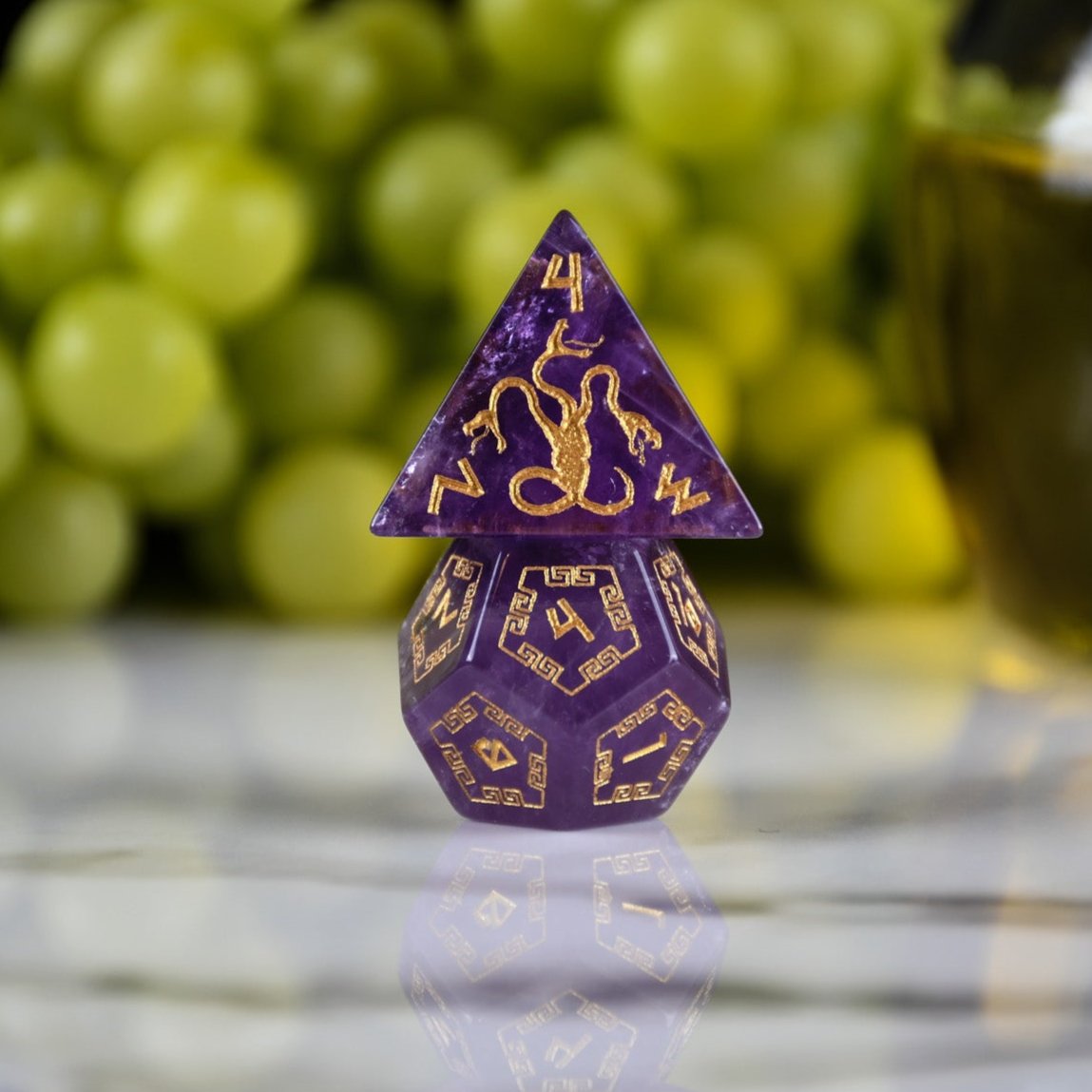 Greek Amethyst Stone Dice Set - Dice Around the World Collection Misty Mountain Gaming