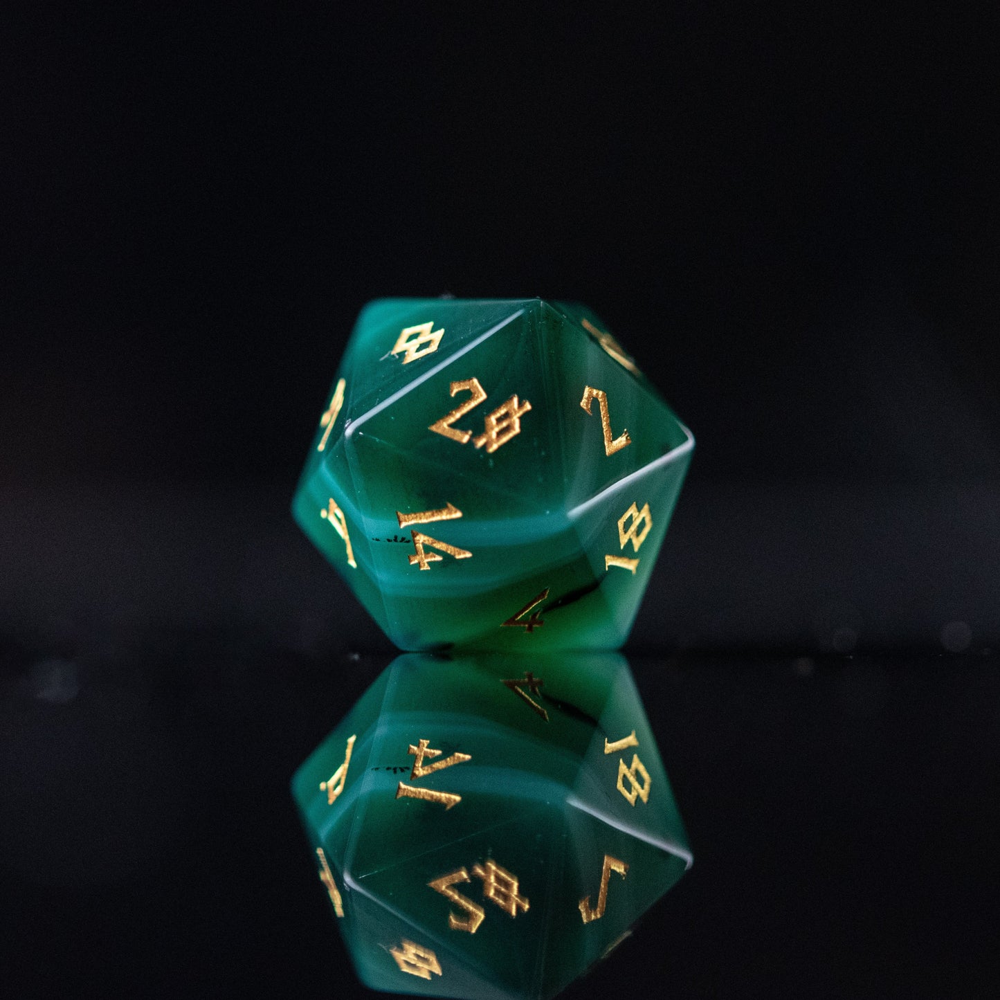 Green Agate Stone Dice Set Misty Mountain Gaming