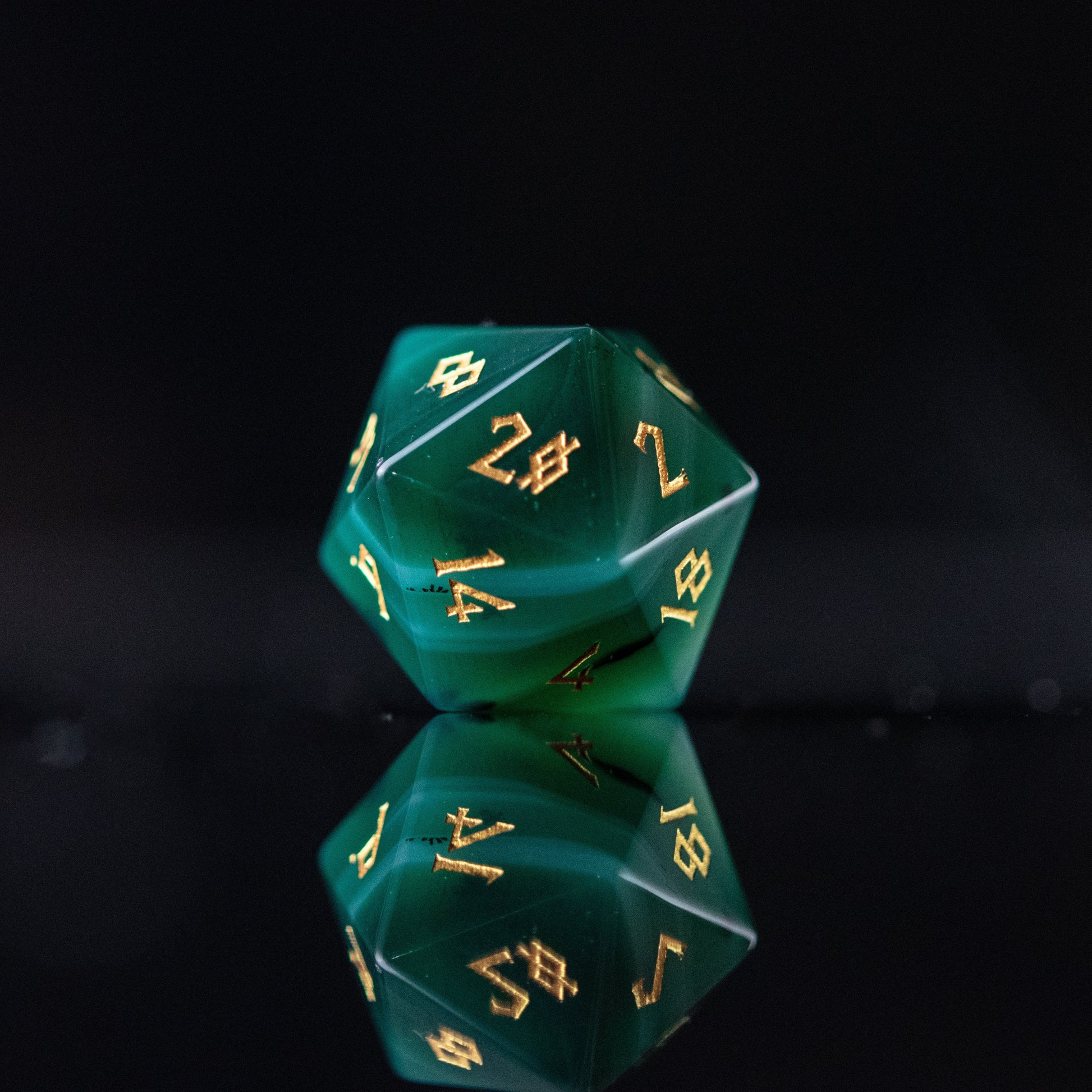 Green Agate Stone Dice Set Misty Mountain Gaming