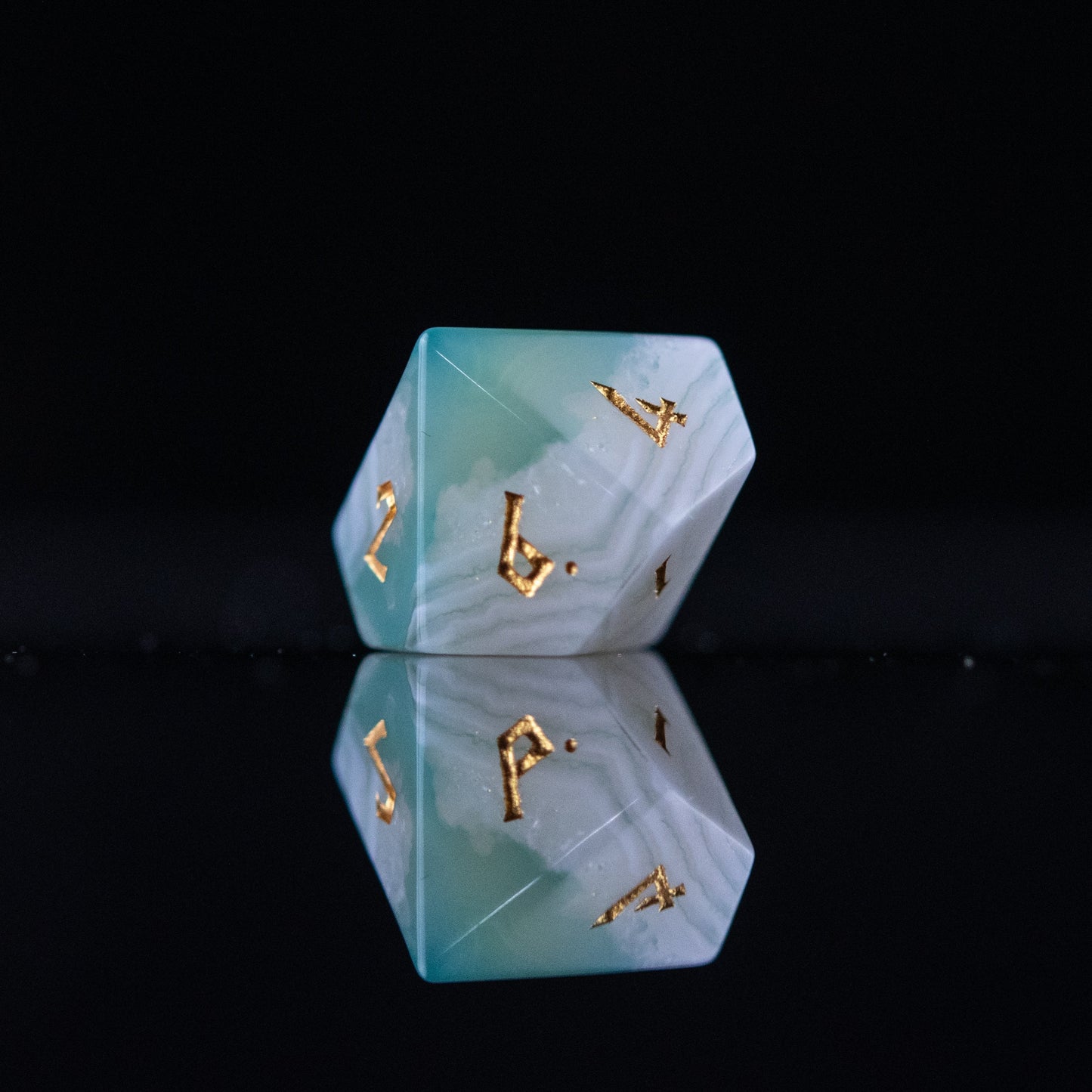 Green Agate Stone Dice Set Misty Mountain Gaming