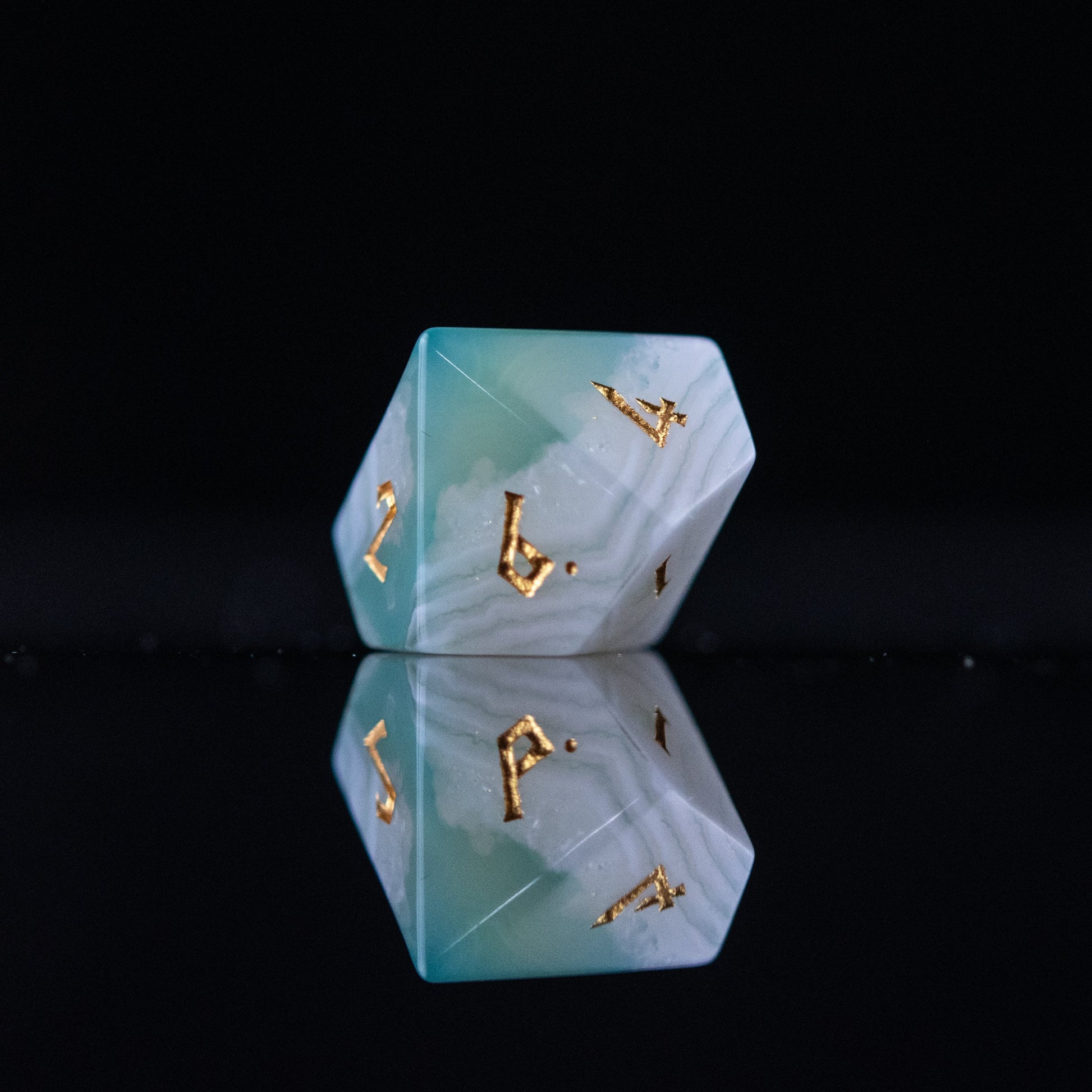 Green Agate Stone Dice Set Misty Mountain Gaming