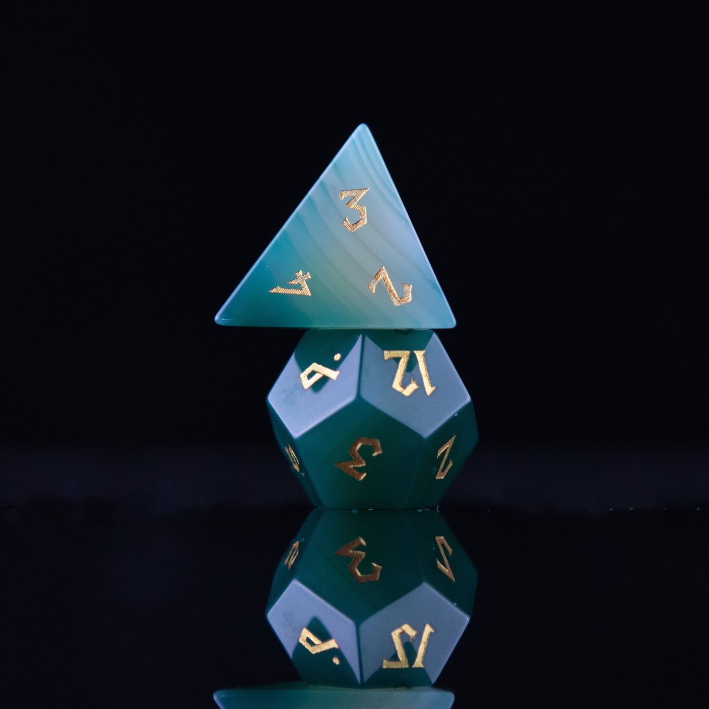 Green Agate Stone Dice Set Misty Mountain Gaming