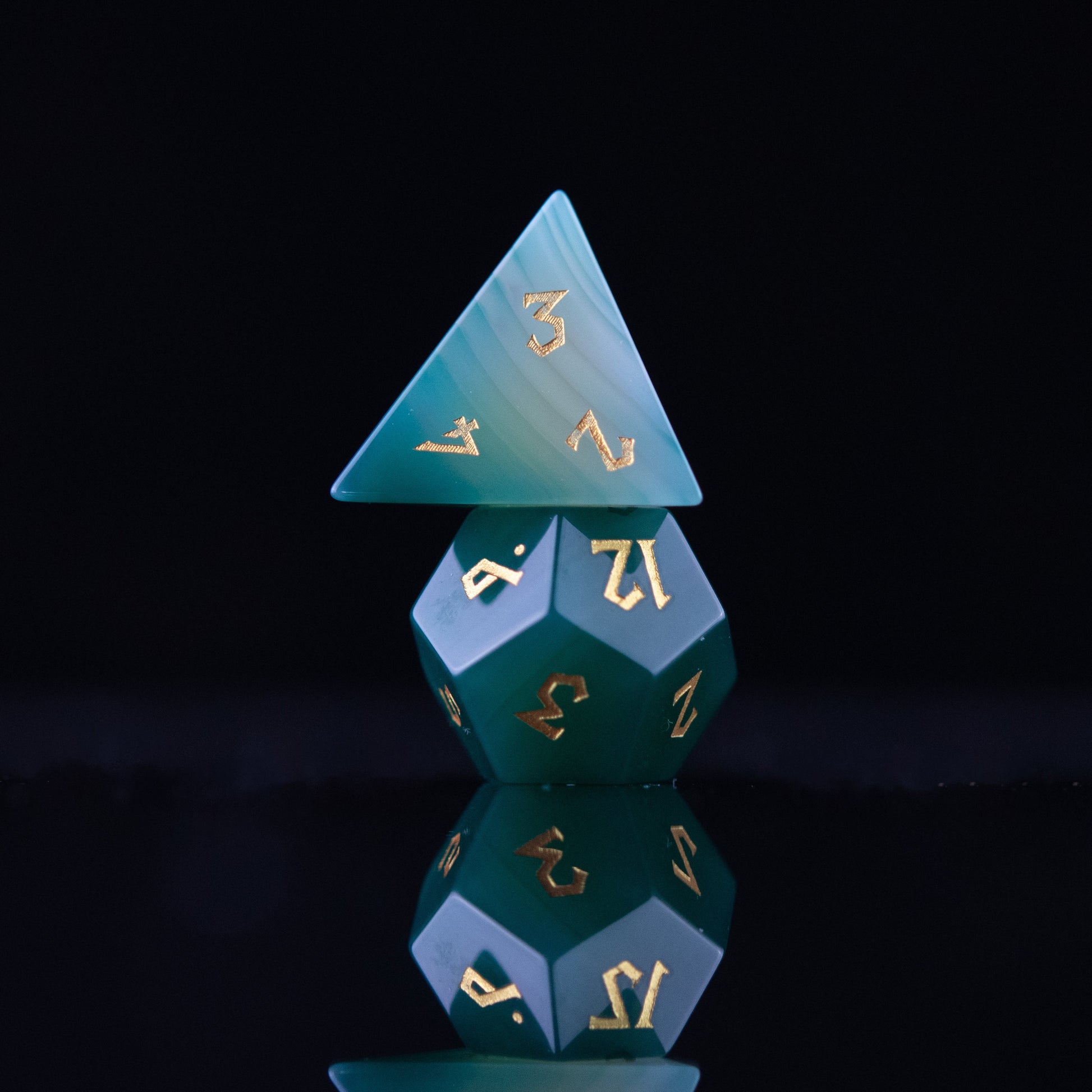 Green Agate Stone Dice Set Misty Mountain Gaming