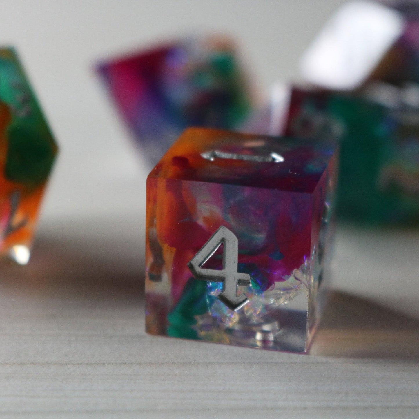 Handmade Resin DND Dice Set Runic Dice