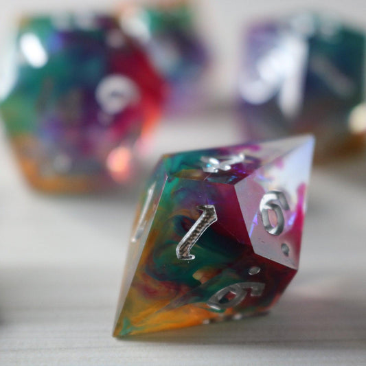 Handmade Resin DND Dice Set Runic Dice