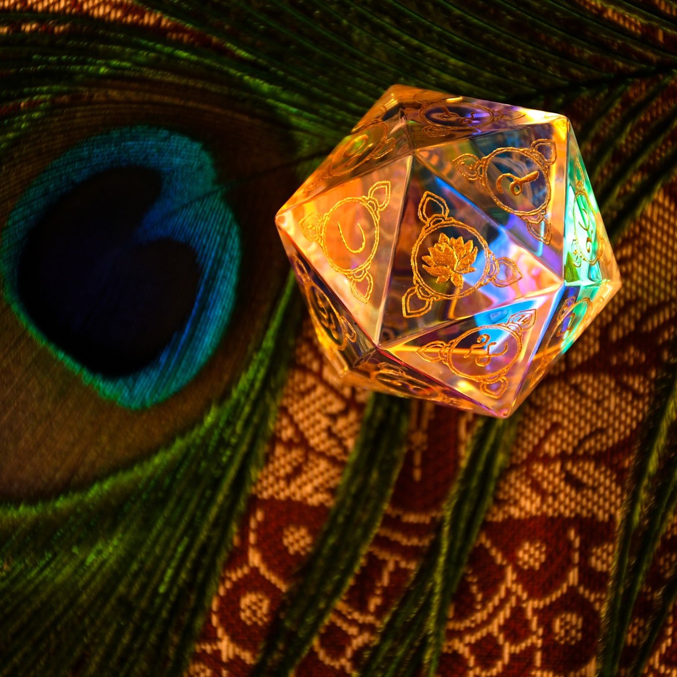 Hindi Prismatic Glass 30mm d20 - Dice Around the World Collection Misty Mountain Gaming