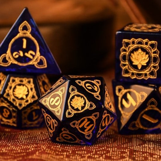 Indian Blue Glass Dice Set - Dice Around the World Collection Misty Mountain Gaming