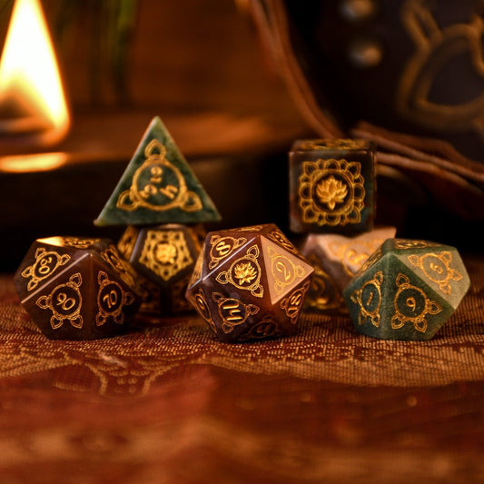 Indian, Indian Agate Stone Dice Set - Dice Around the World Collection Misty Mountain Gaming