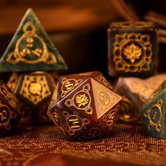 Indian, Indian Agate Stone Dice Set - Dice Around the World Collection Misty Mountain Gaming