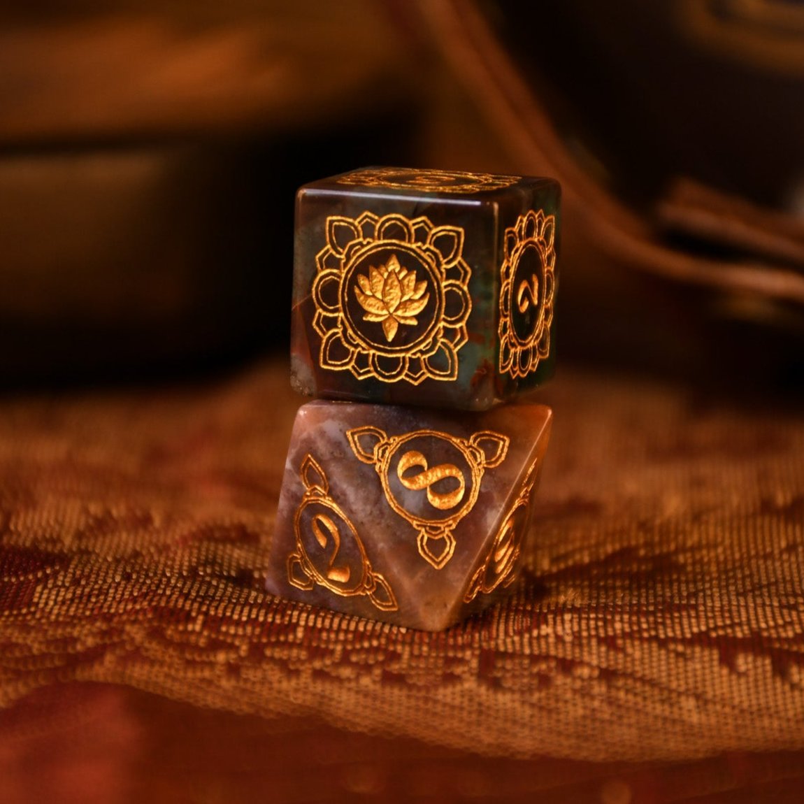 Indian, Indian Agate Stone Dice Set - Dice Around the World Collection Misty Mountain Gaming