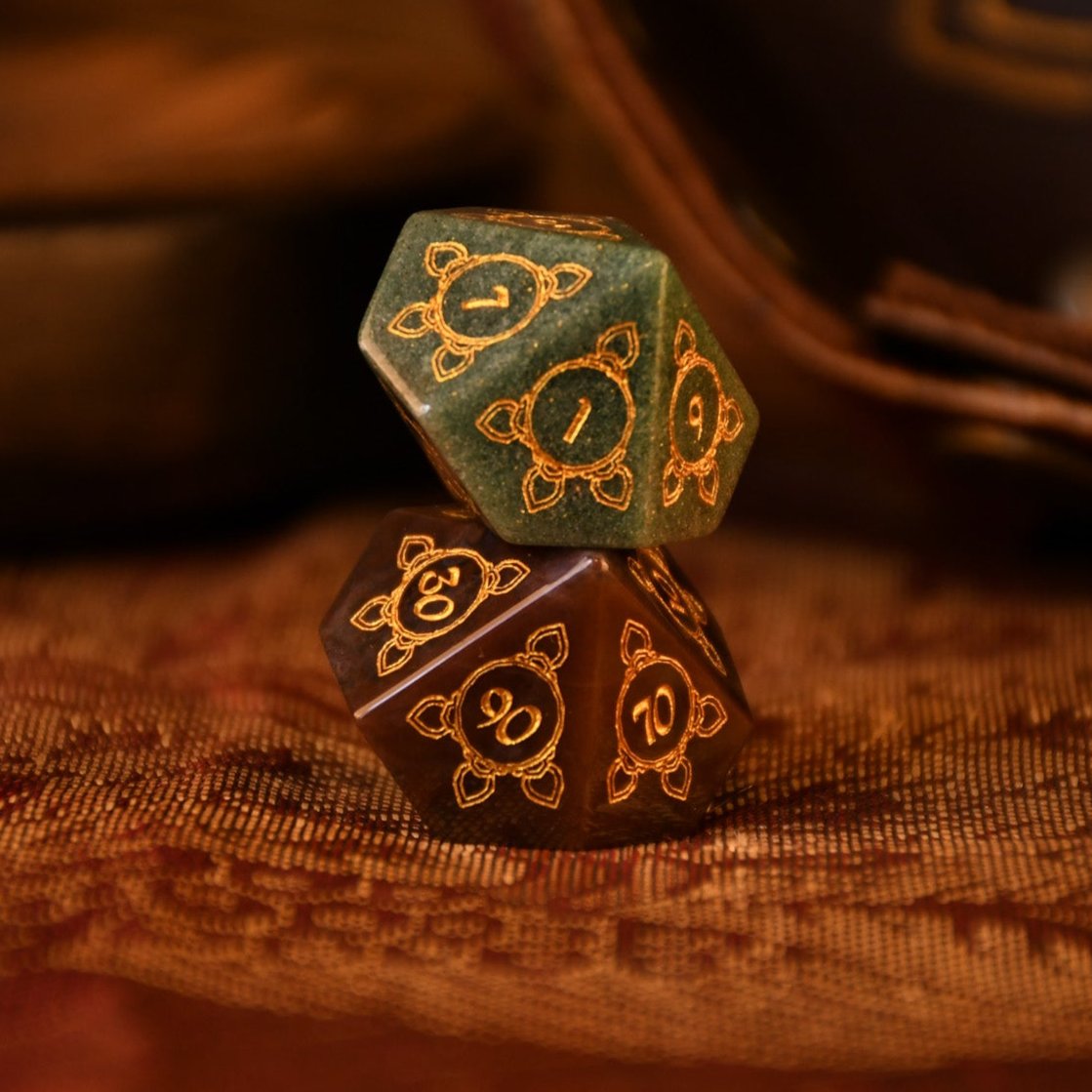 Indian, Indian Agate Stone Dice Set - Dice Around the World Collection Misty Mountain Gaming