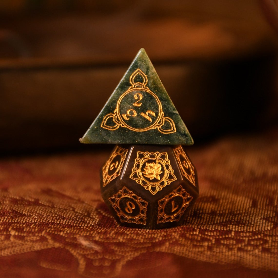 Indian, Indian Agate Stone Dice Set - Dice Around the World Collection Misty Mountain Gaming