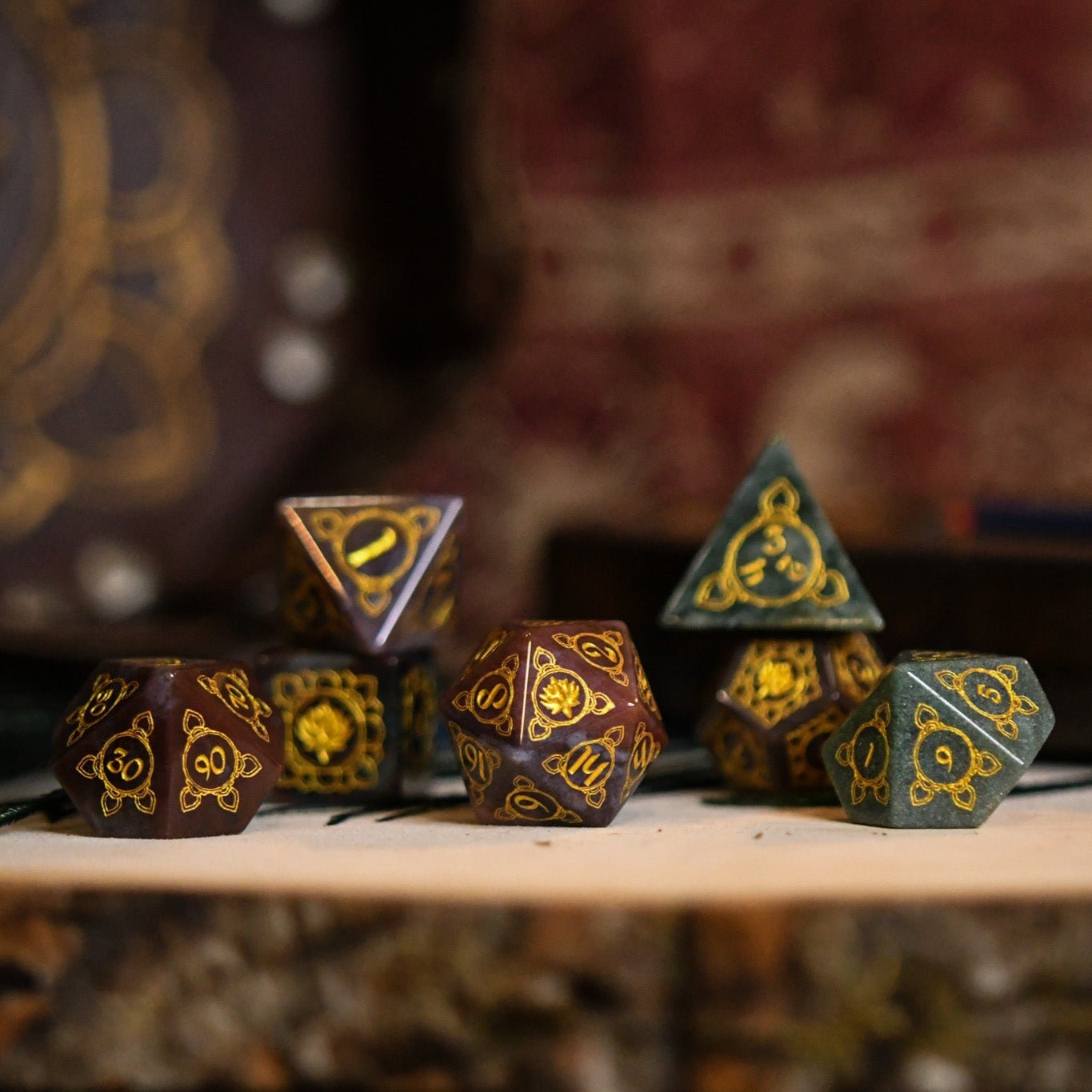 Indian, Indian Agate Stone Dice Set - Dice Around the World Collection Misty Mountain Gaming